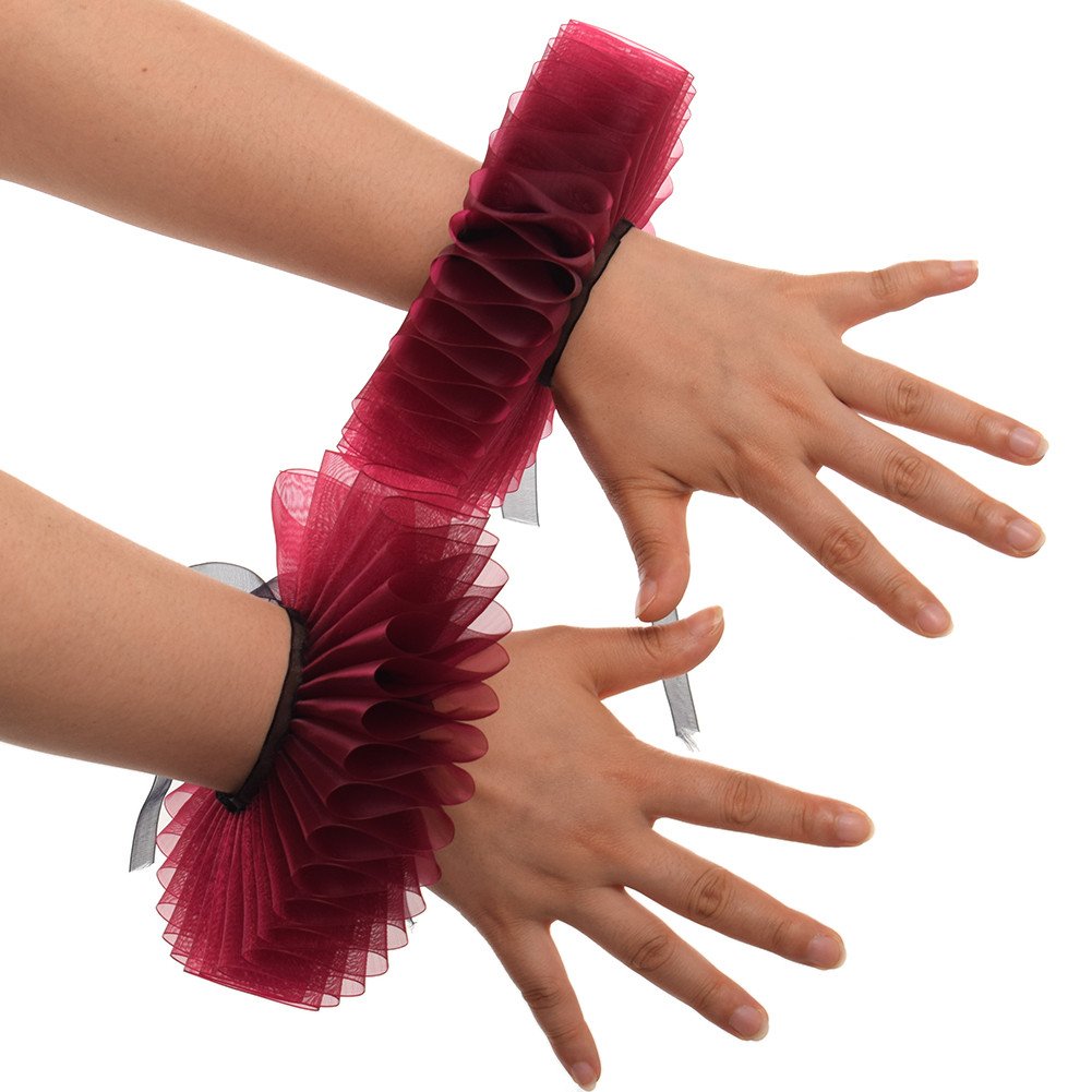 GraceArt Elizabethan Wrist Ruffles - 2-Piece Set of Elegant Ruffled Hand Cuffs for Renaissance Costumes, Historical Reenactments, and Theatrical Performances