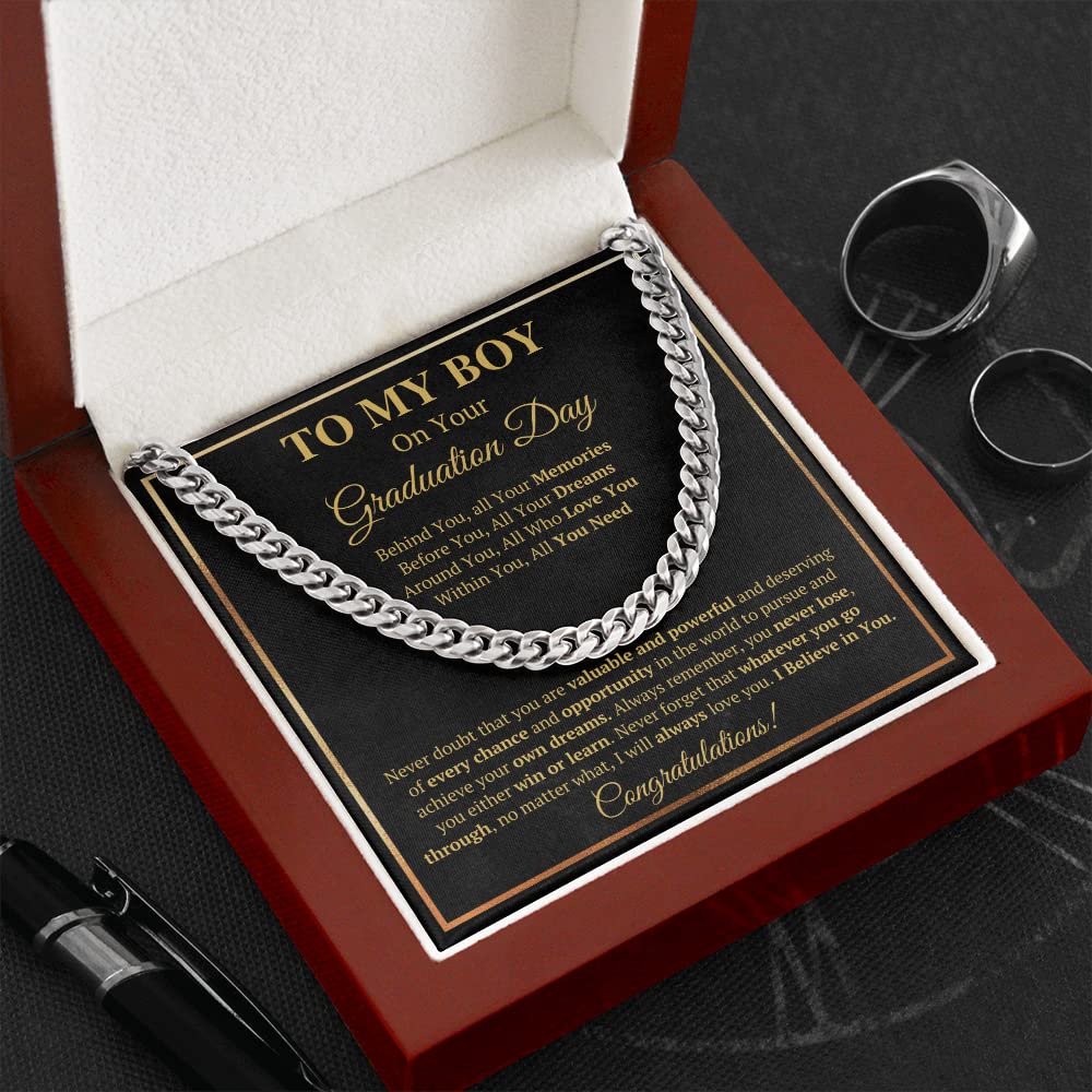 2022 Graduation Cross Necklace for Men - Class of 2022 Gift for Son, Grandson, Brother, Boyfriend with Message Card & Gift Box | Christian Graduation Jewelry, Commencement Present for College & High School Graduates