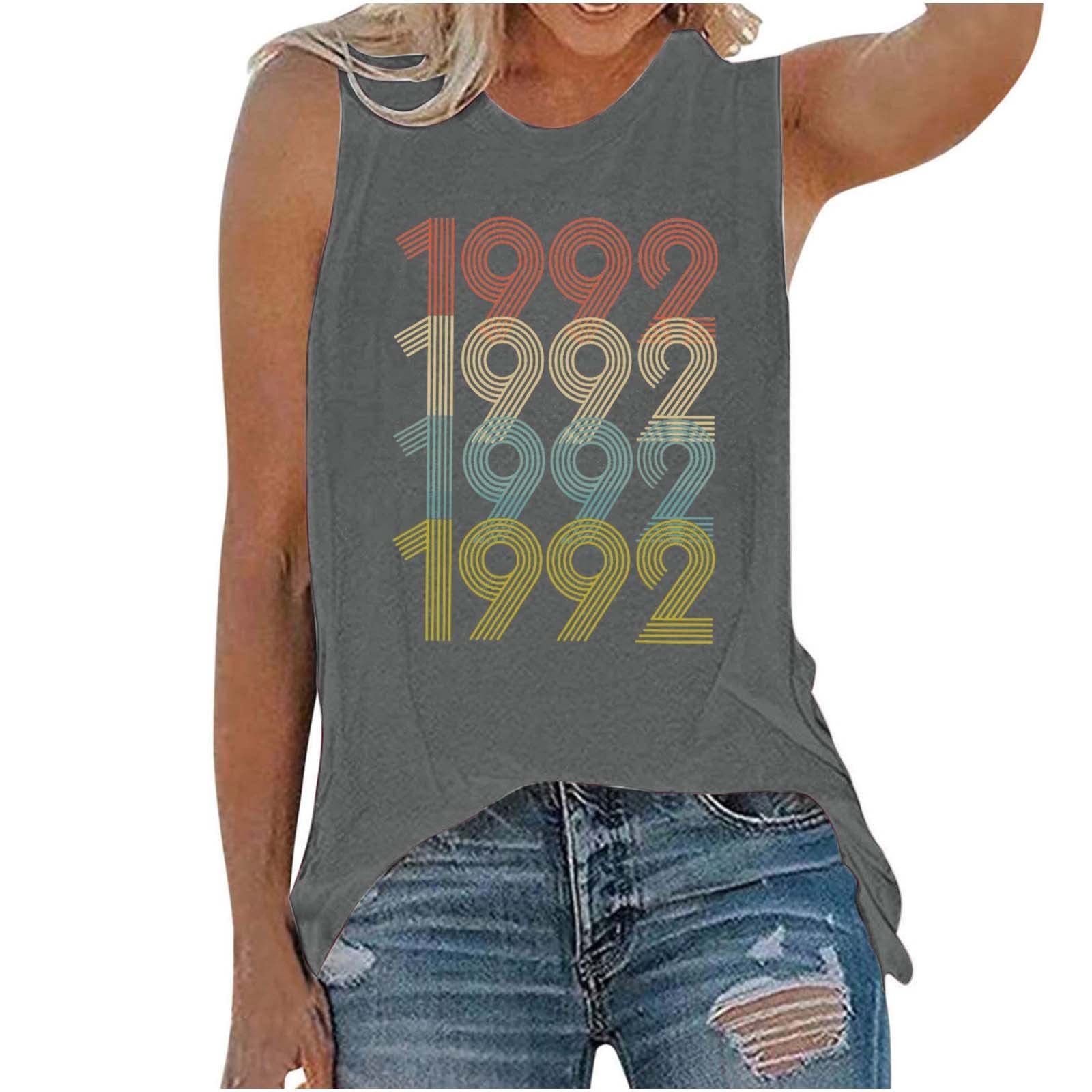 1992 Birthday Tank Top for Women - Sleeveless Summer Graphic Tee with Round Neck | Soft Casual Blouse & Thoughtful Gift | Perfect for Birthdays, Parties, and Everyday Wear