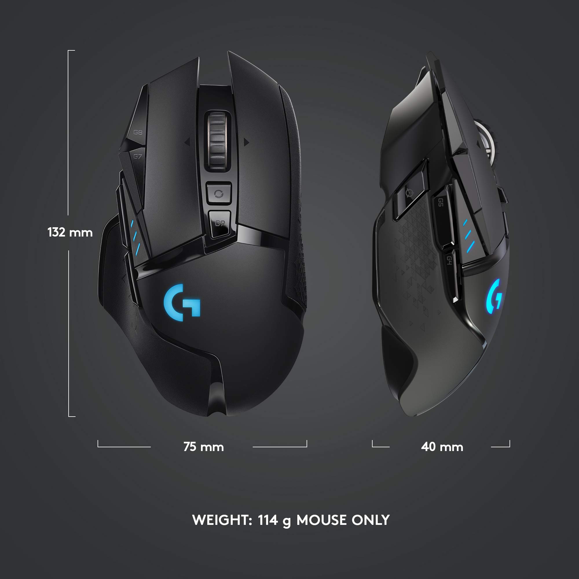 Logitech G502 Lightspeed Wireless Gaming Mouse - Hero 25K Sensor, PowerPlay Compatible, Adjustable Weights, RGB Lighting for PC Gaming - Perfect for FPS, MMO & Esports