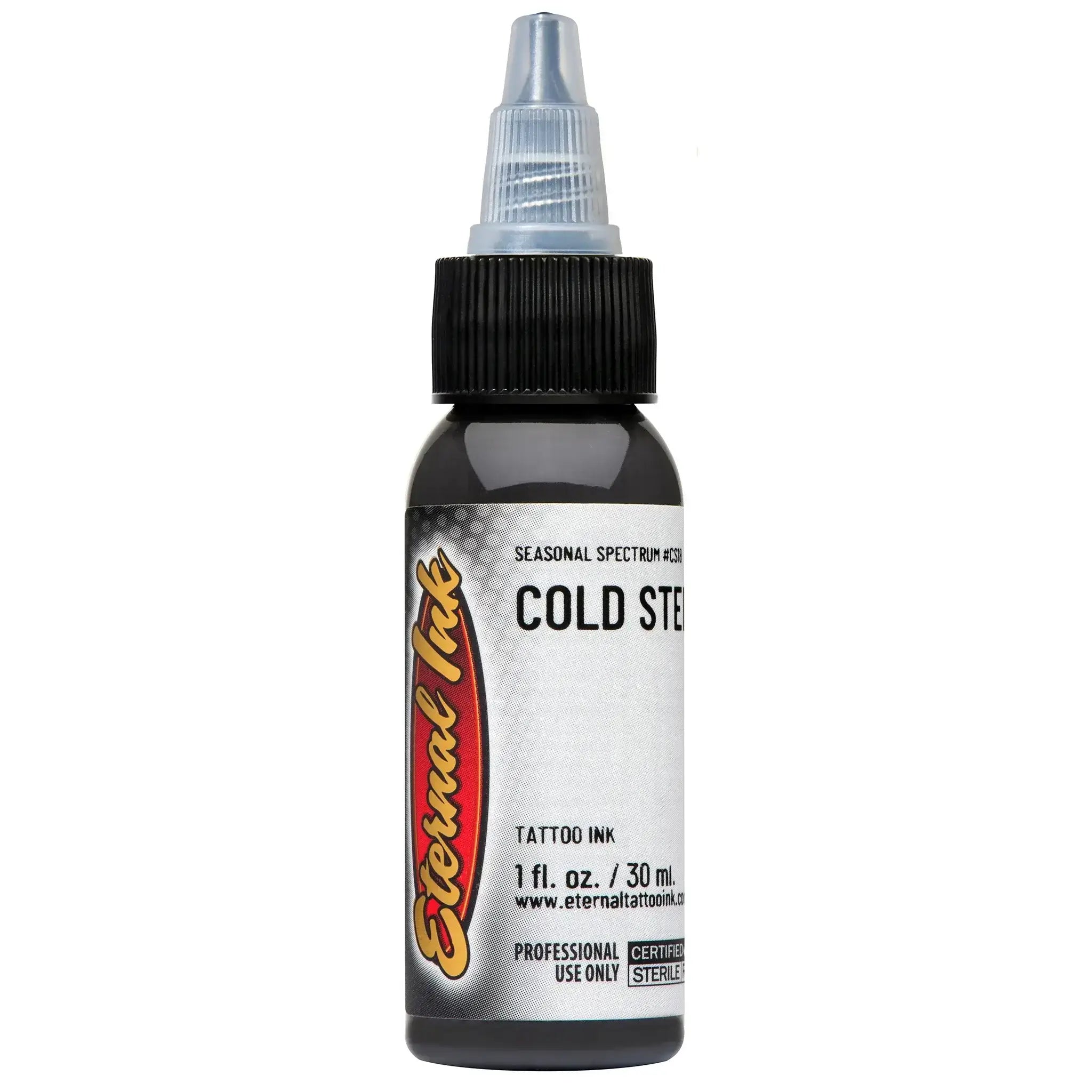 Cold Steel Eternal Ink - 1oz Premium Tattoo Ink for Professional Artists & Tattoo Enthusiasts | Ideal for Fine Line Work, Shading & Permanent Makeup