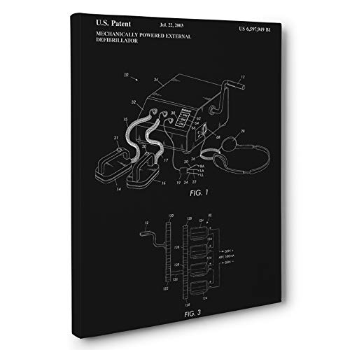 Defibrillator Patent CANVAS Wall Art - Medical Office Decor, Doctor Gift & Healthcare Professional Home Decoration