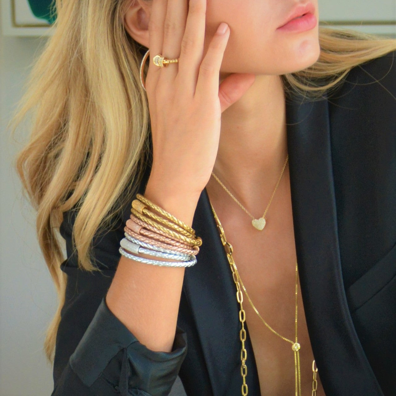 Liza Schwartz SOBE Bar Triple Wrap Silver Bracelet - Elegant Stackable Jewelry for Women, Perfect for Everyday Wear, Parties & Special Occasions