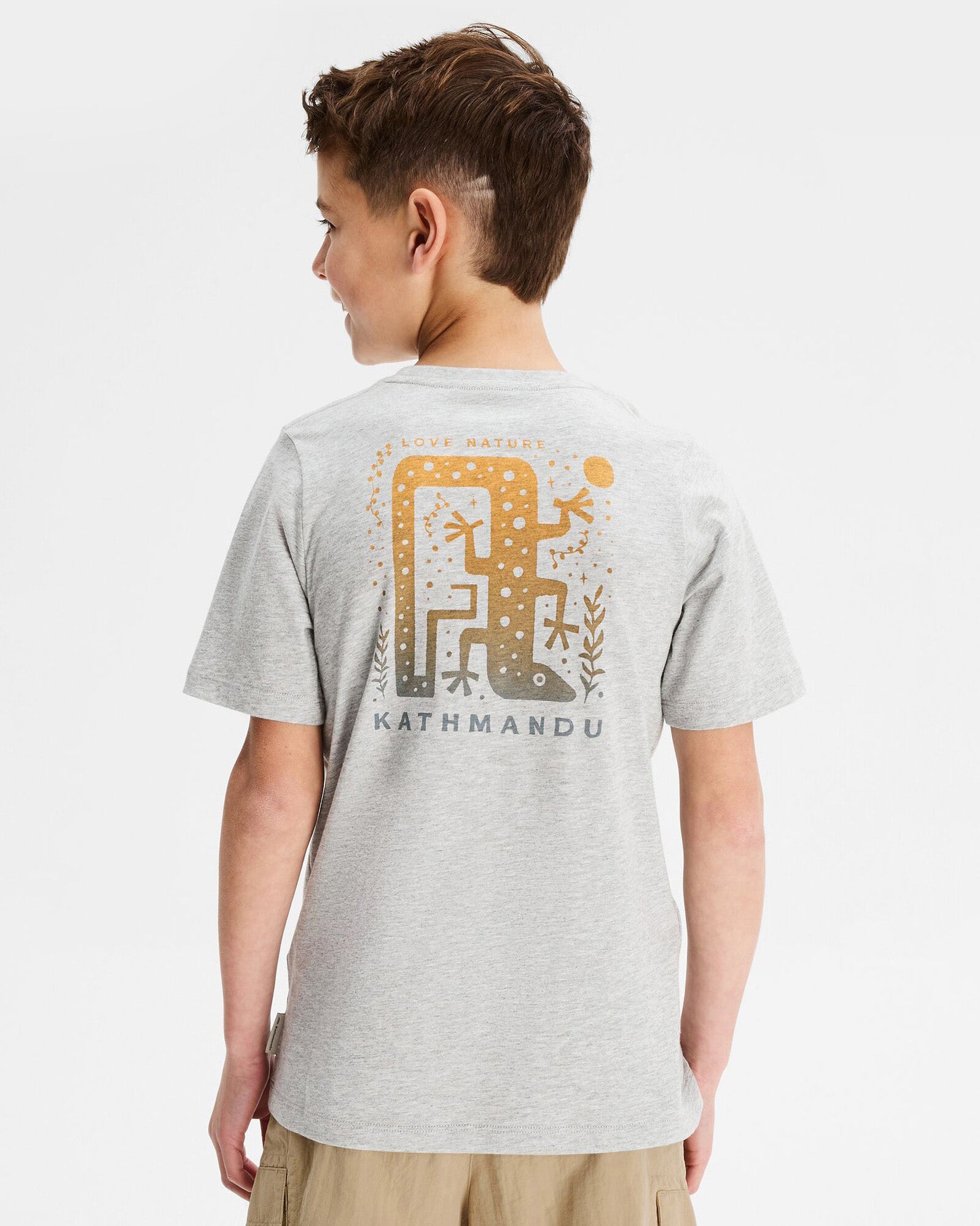Boys' Geo Skink Organic Cotton T-Shirt - Light Grey Marle | Soft & Comfortable Kids Tee for Everyday Wear, Playdates & Casual Outfits