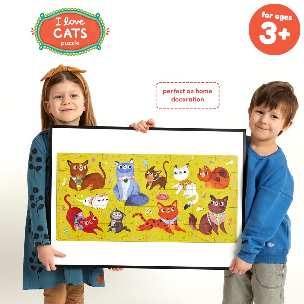 I Love Cats Puzzle - 24-Piece Large Floor Jigsaw Puzzle for Kids Ages 3+ | Fun Educational Toy for Toddlers | Perfect for Family Game Night & Preschool Learning Activities