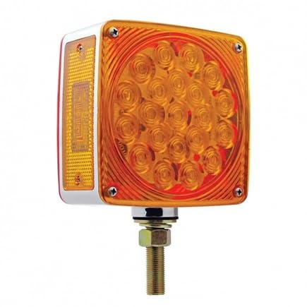 United Pacific 38702 Double Face Turn Signal Light - Right Hand (RH) 45 LED Single Stud with Amber & Red LED/Lens for Trucks & Trailers - Durable Safety Light for Night Driving & Towing
