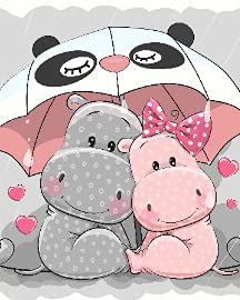 Hippos With Umbrellas