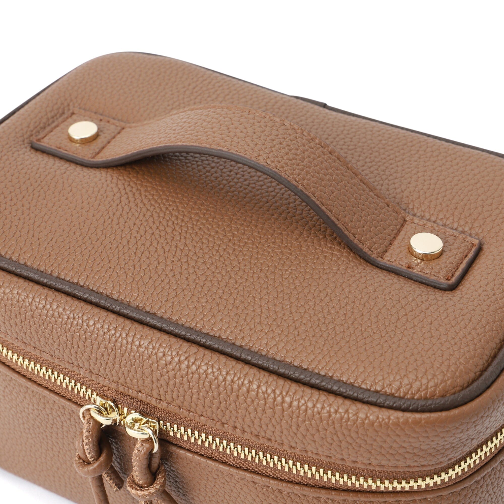 Bicolor Vanity Pouch for Women - Stylish Brown Makeup Bag with Dual Compartments | Perfect for Travel, Gym & Everyday Essentials Organization