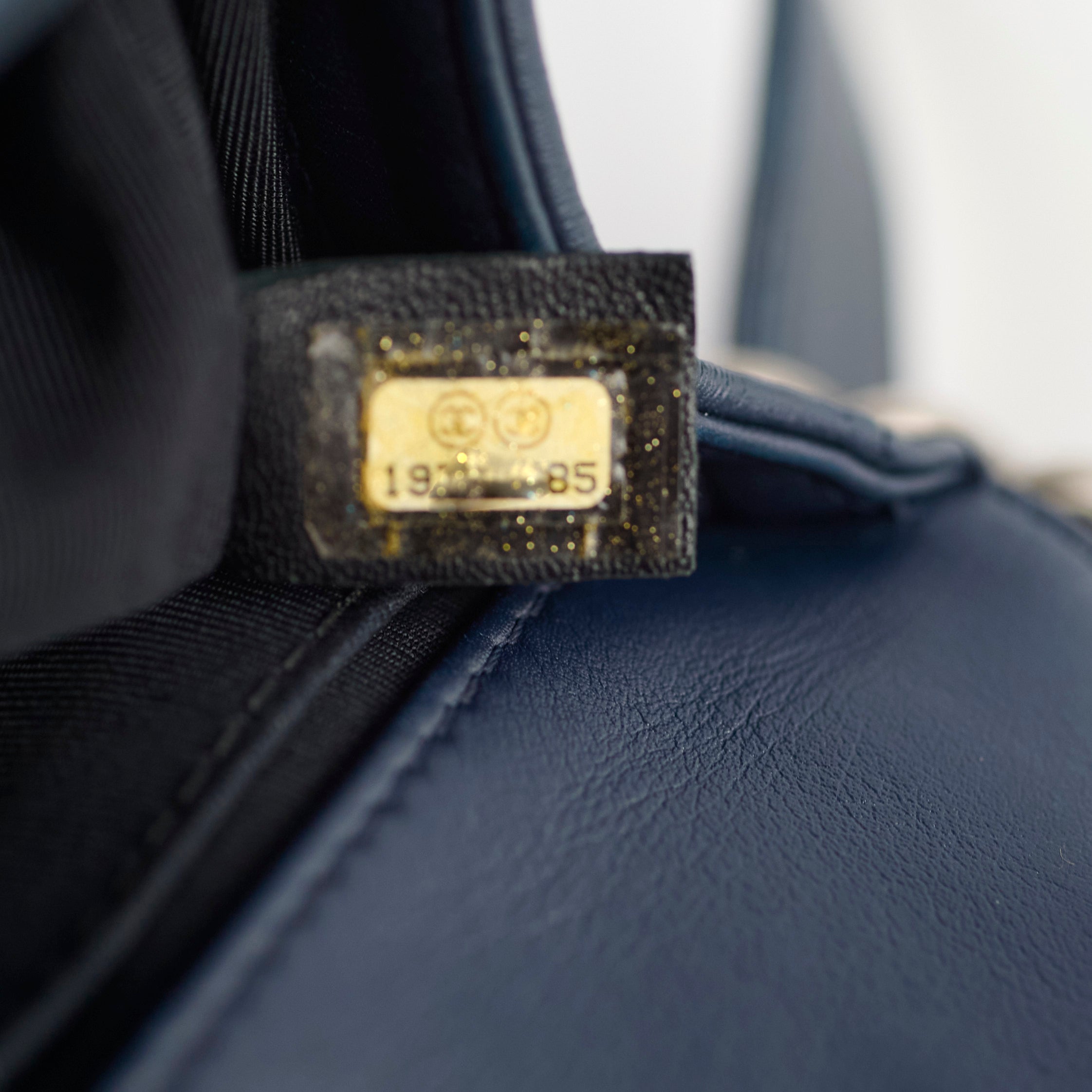 Chanel Old Medium Boy Bag in Navy with Studded Details - Luxury Crossbody Bag for Women, Perfect for Parties & Evening Events