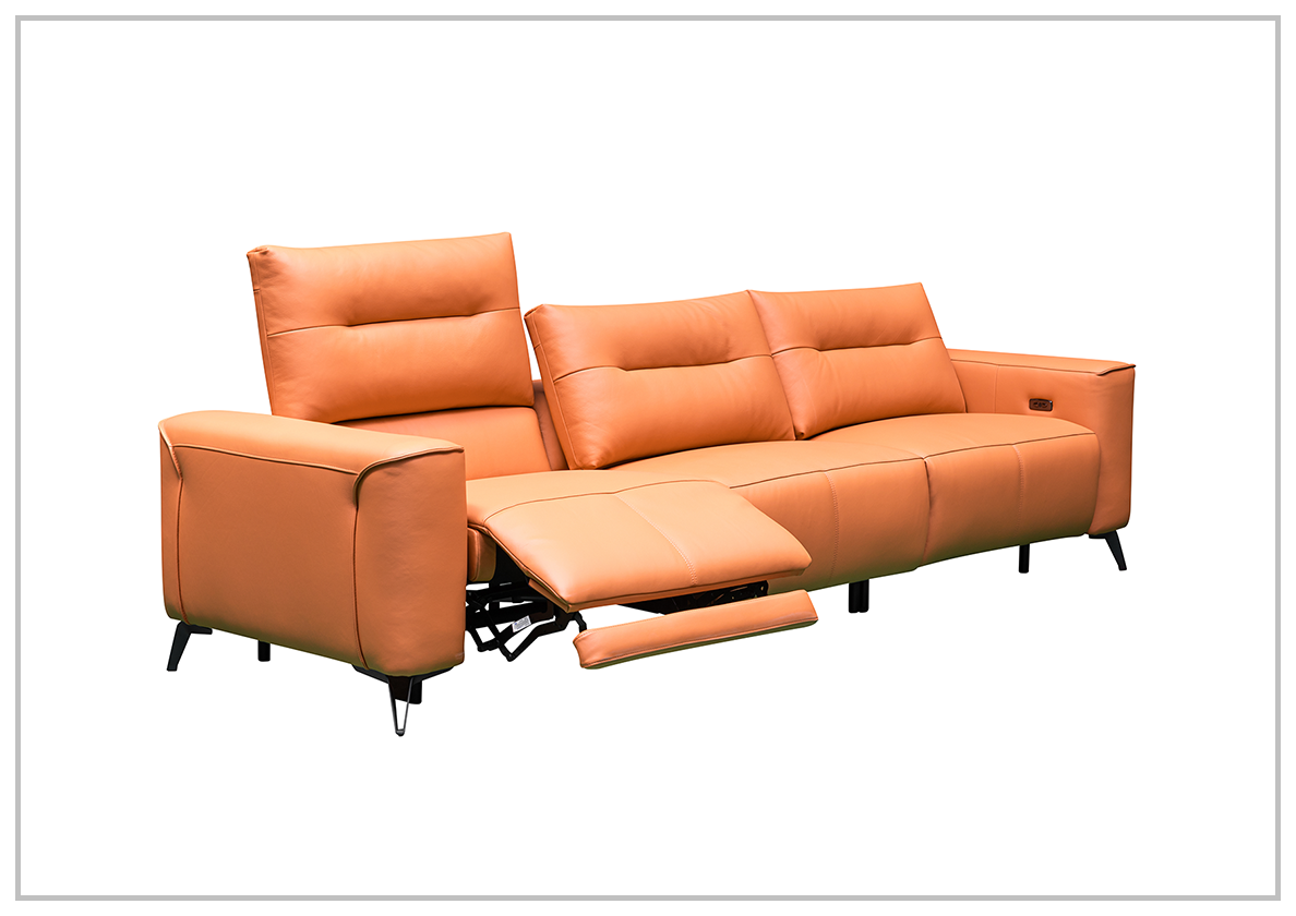 Klaussner Alessandro 3-Seater Leather Power Recliner Sofa with Extended Footrest - Comfortable Electric Reclining Couch for Living Room, Home Theater & Family Relaxation