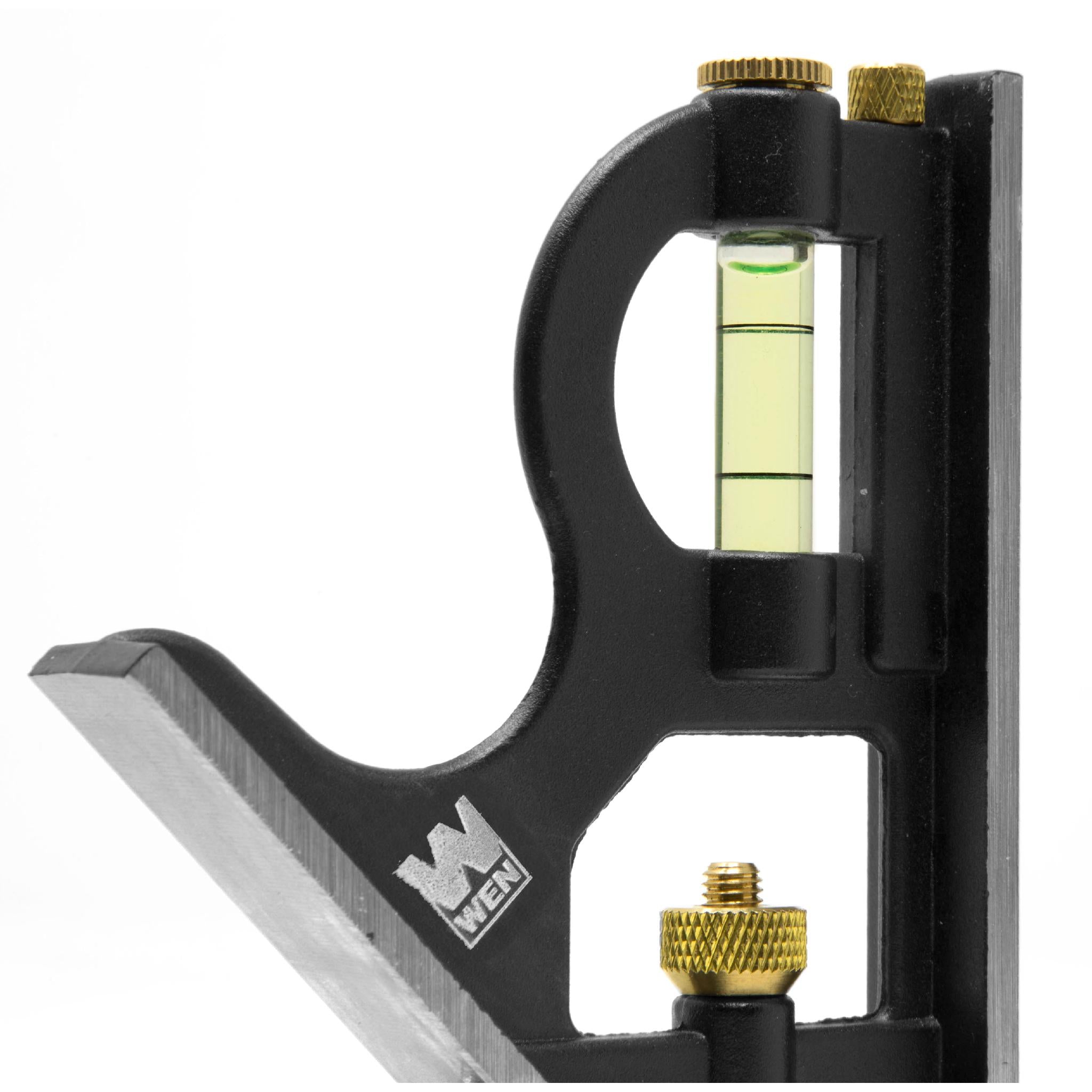 12 Inch Aluminum Combination Square with Bubble Level - WEN ME144L - Perfect for Woodworking, Metalworking, and DIY Projects