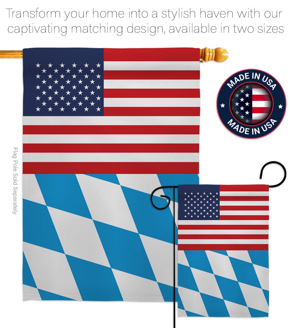 Americana Home & Garden Bavaria US Friendship House Flag - Double-Sided Decorative Banner for Yard, Garden & Patio - Made in USA - Perfect for International Country Pride, Regional Displays & Patriotic Gift Giving