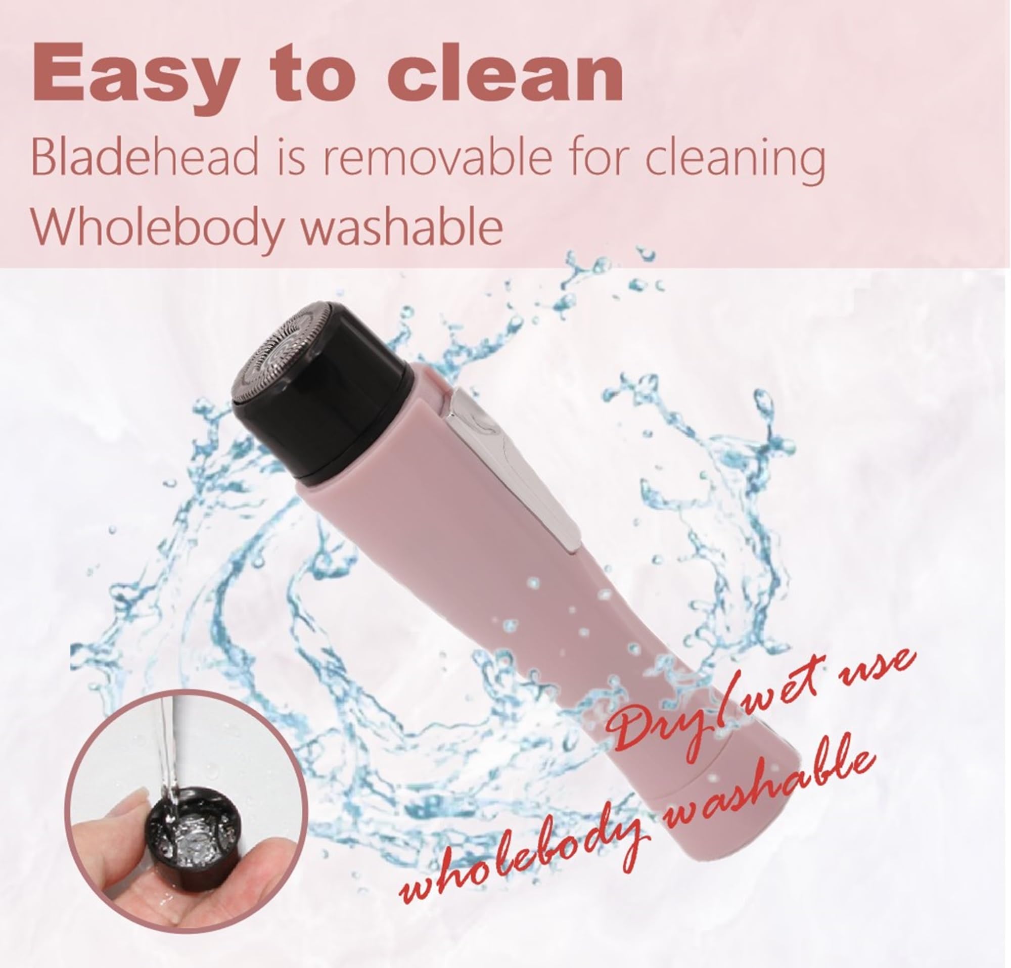 Painless Facial Hair Removal Device for Women - Rechargeable Electric Razor for Face, Chin, Upper Lip & Arms | Smooth Skin at Home & On-the-Go (Pink)