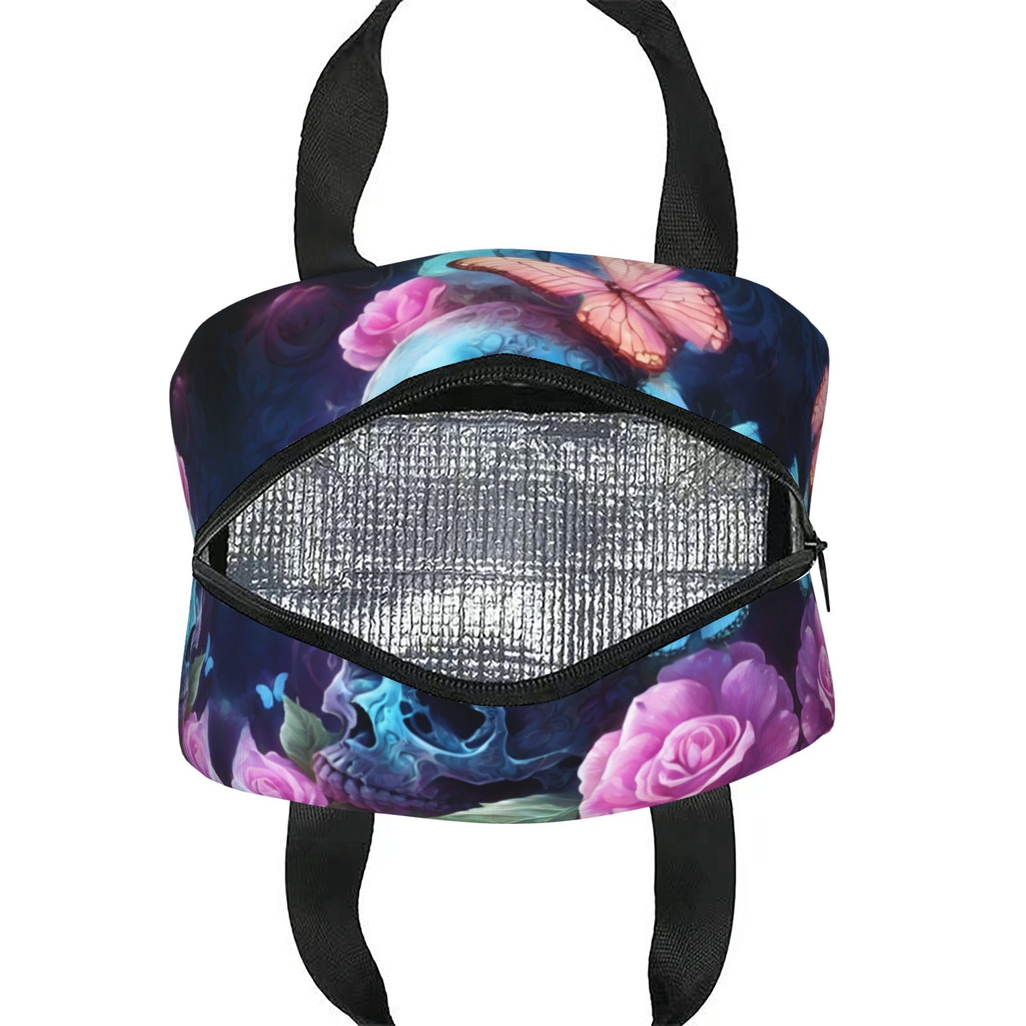 Skull Butterfly Insulated Lunch Box - Reusable Thermal Lunch Bag for Women & Men, Perfect for Office, Camping, Hiking, Picnic, Beach & Travel | Great for Work, School, Outdoor Adventures & Daily Commute