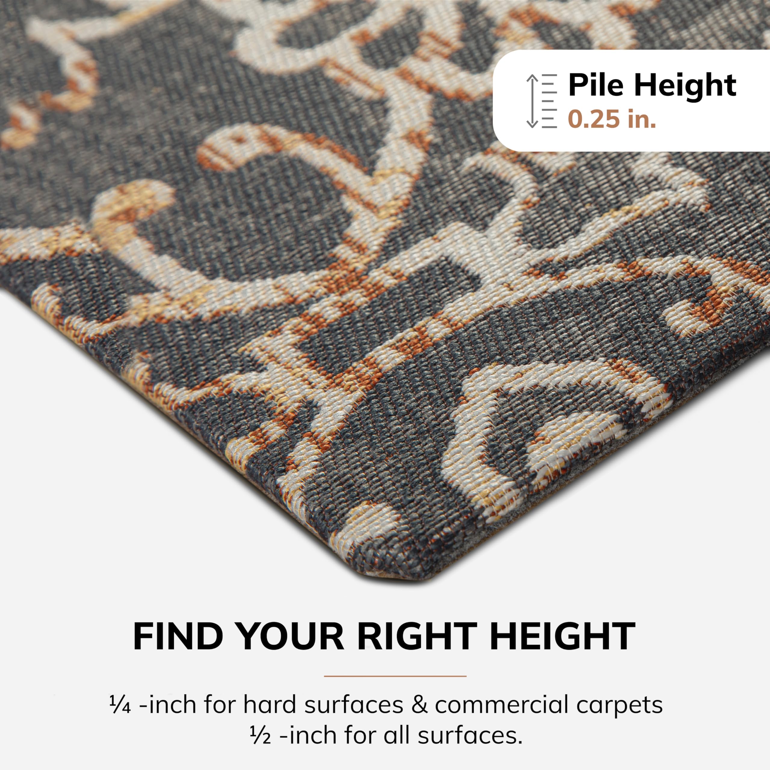 Premium Anji Mountain Rug'd Chairmat - Non-Slip Office Chair Mat with Jacquard Woven Surface for Hard Floors & Low Pile Carpets (40