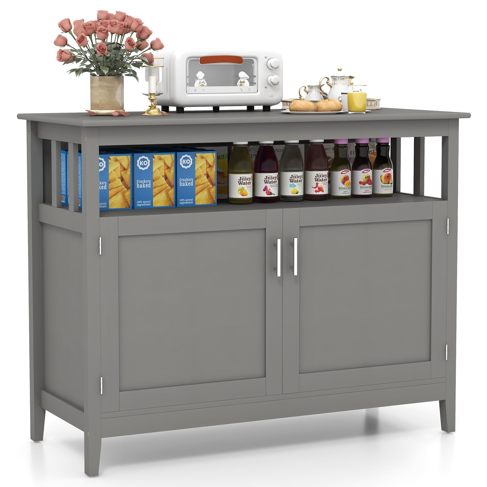 Costzon Wooden Buffet Cabinet with 2 Doors & Adjustable Shelf - Stylish Sideboard, Coffee Bar Cabinet for Kitchen, Living Room & Hallway Storage | Perfect for Dining Room Organization & Home Decor
