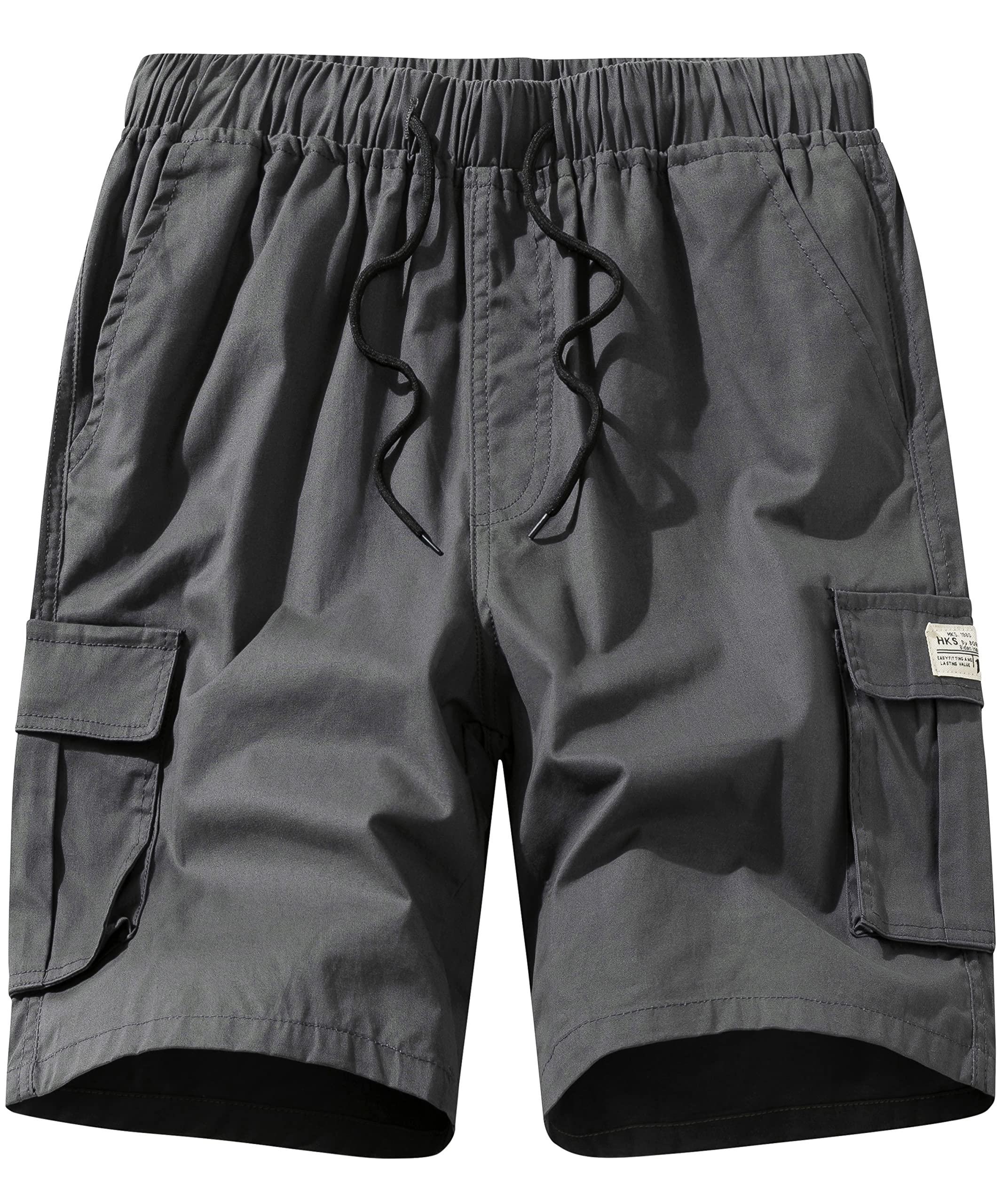 VCansion Men's Cargo Shorts - Breathable Cotton Camo Shorts with Elastic Waist & Multiple Pockets | Outdoor Hiking, Camping, Fishing & Summer Casual Wear