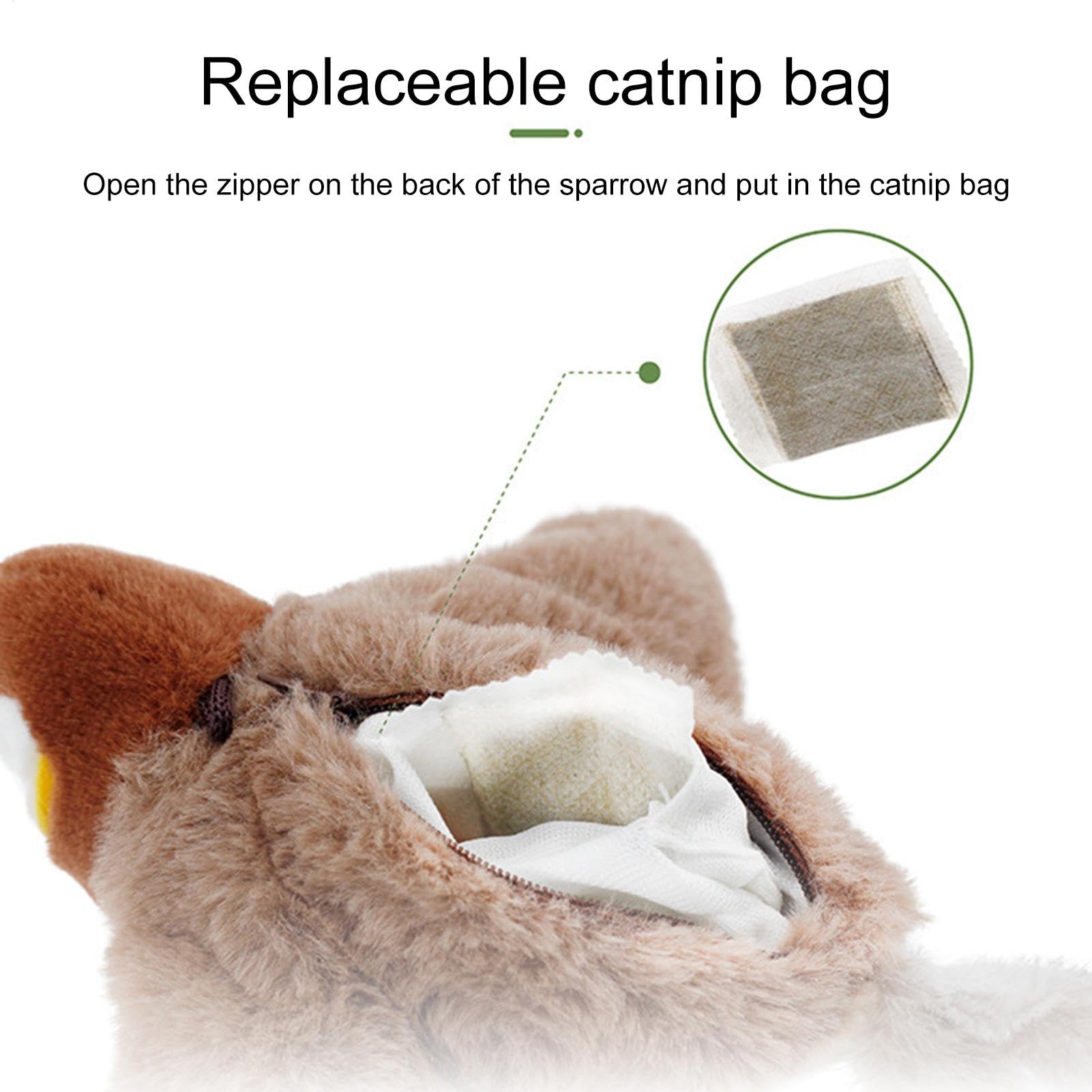 Flappychase Interactive Electric Flapping Bird Cat Toy - Flying Sparrow with Chirping Sounds for Indoor Cats | Realistic Wing Motion & Shaking Action | Perfect for Playtime, Exercise & Mental Stimulation | Durable Interactive Pet Toy for Kittens & Adult Cats