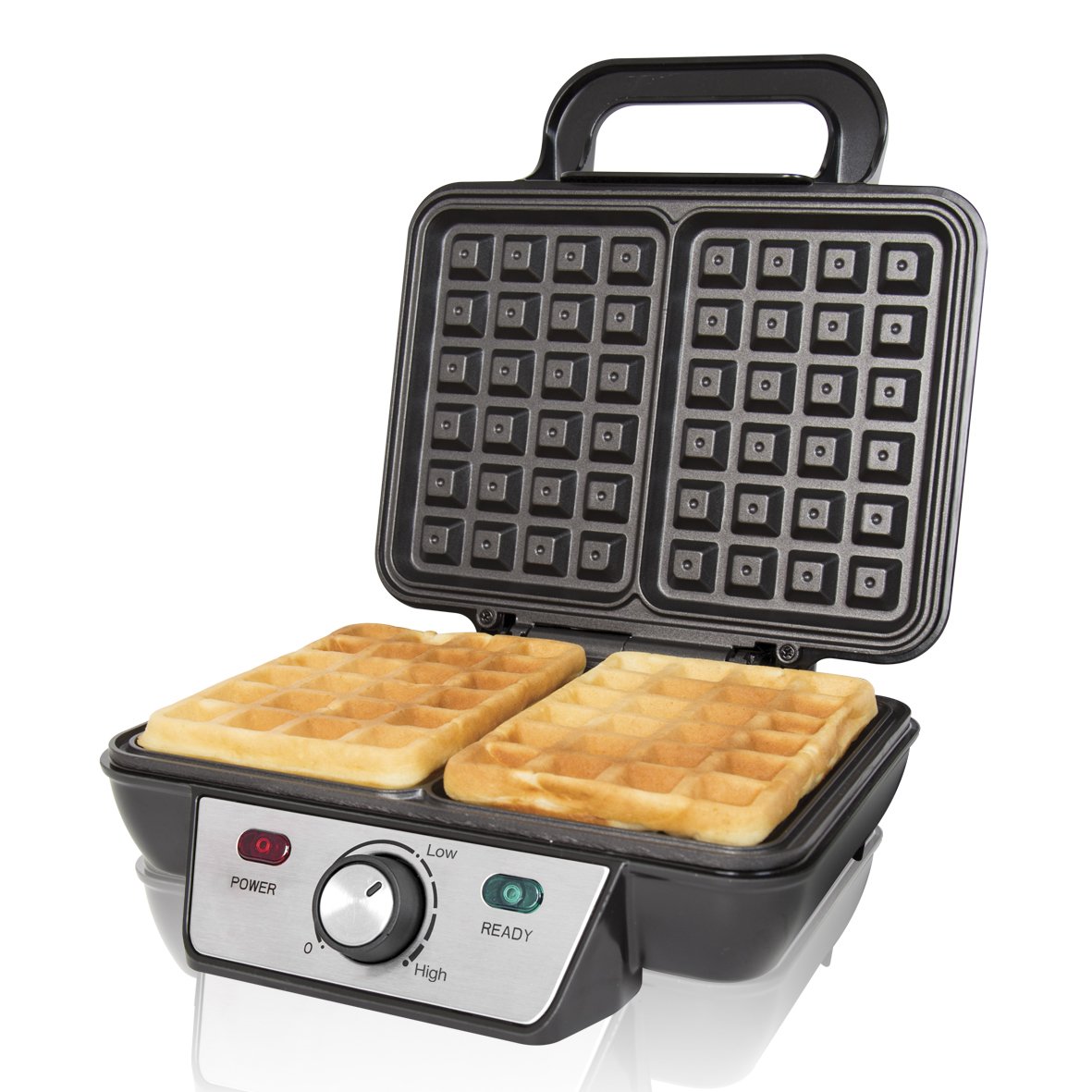 Quest 35950 2-Slice Deep Fill Waffle Maker - Non-Stick Hot Plates, Adjustable Temperature, Stainless Steel with Cool-Touch Handle, 1000W - Perfect for Breakfast, Brunch & Family Gatherings