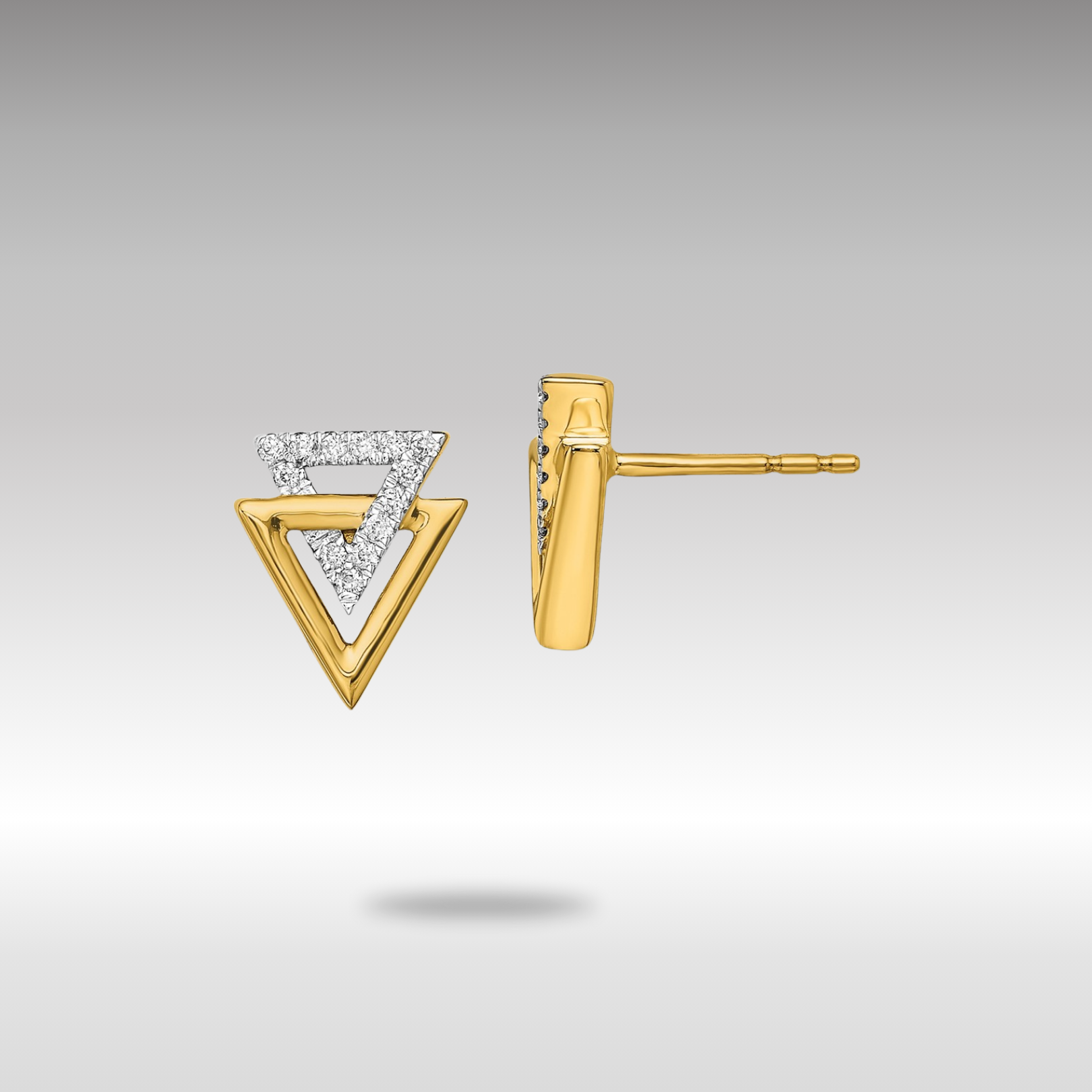 Gold Polished Triangle Diamond Post Earrings - Model EM6832 009 YA | Elegant Stud Earrings for Women | Perfect for Weddings, Parties & Everyday Wear