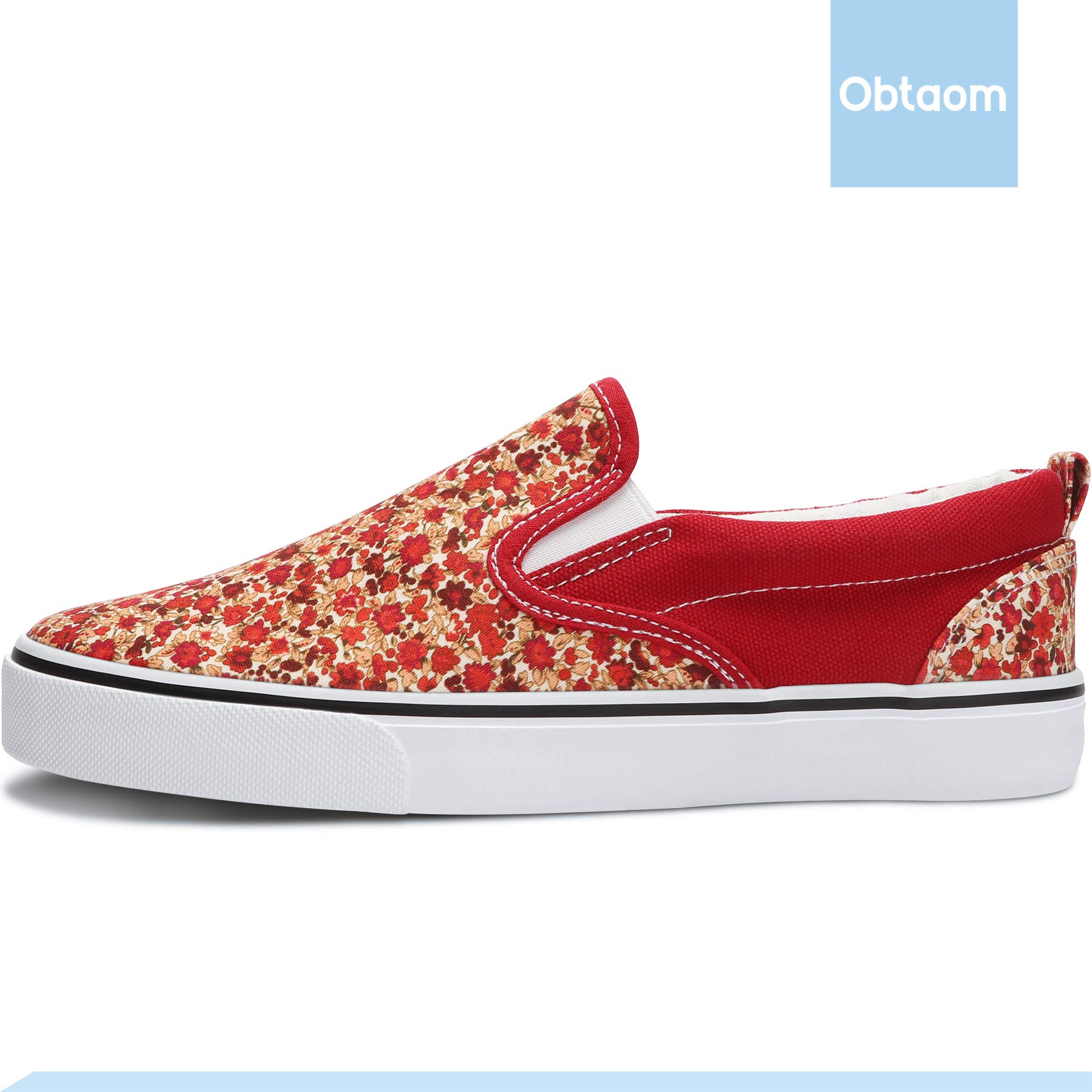 Obtaom Women's White Sneakers & Black Slip-On Shoes - Low Top Canvas Loafers for Casual Wear, Walking & Everyday Comfort