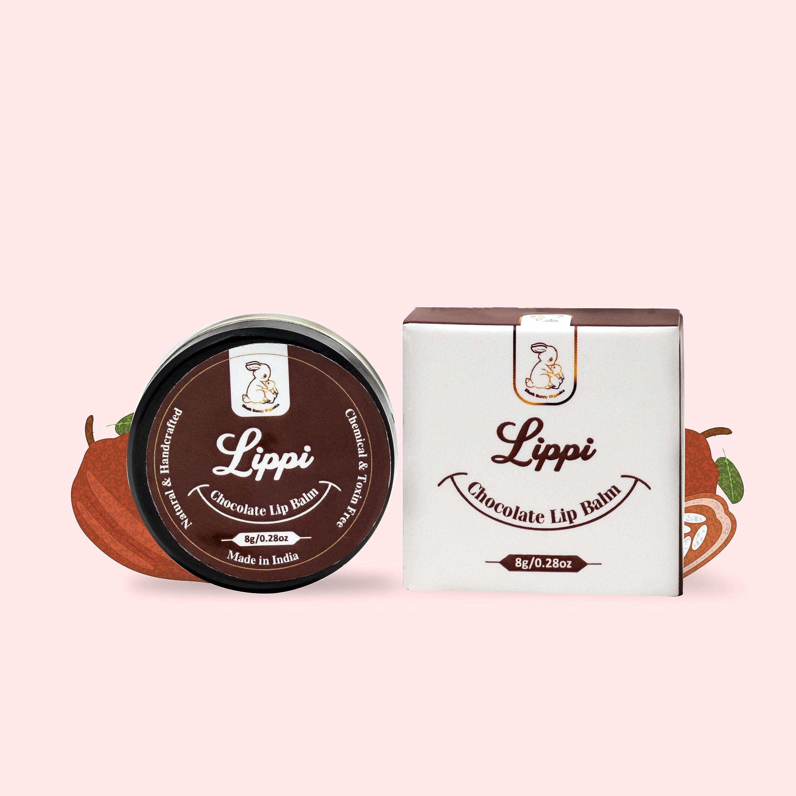 Blush Bunny Organic Lip Balm Pack of 2 - Nourishing Nude Natural Lip Care with Shea Butter, Cocoa Butter, Vitamin E & Coconut Oil for Dry, Chapped & Dark Lips (Sweet Orange & Chocolate Flavors) | Perfect for Daily Hydration, Gift Sets & On-The-Go Lip Care