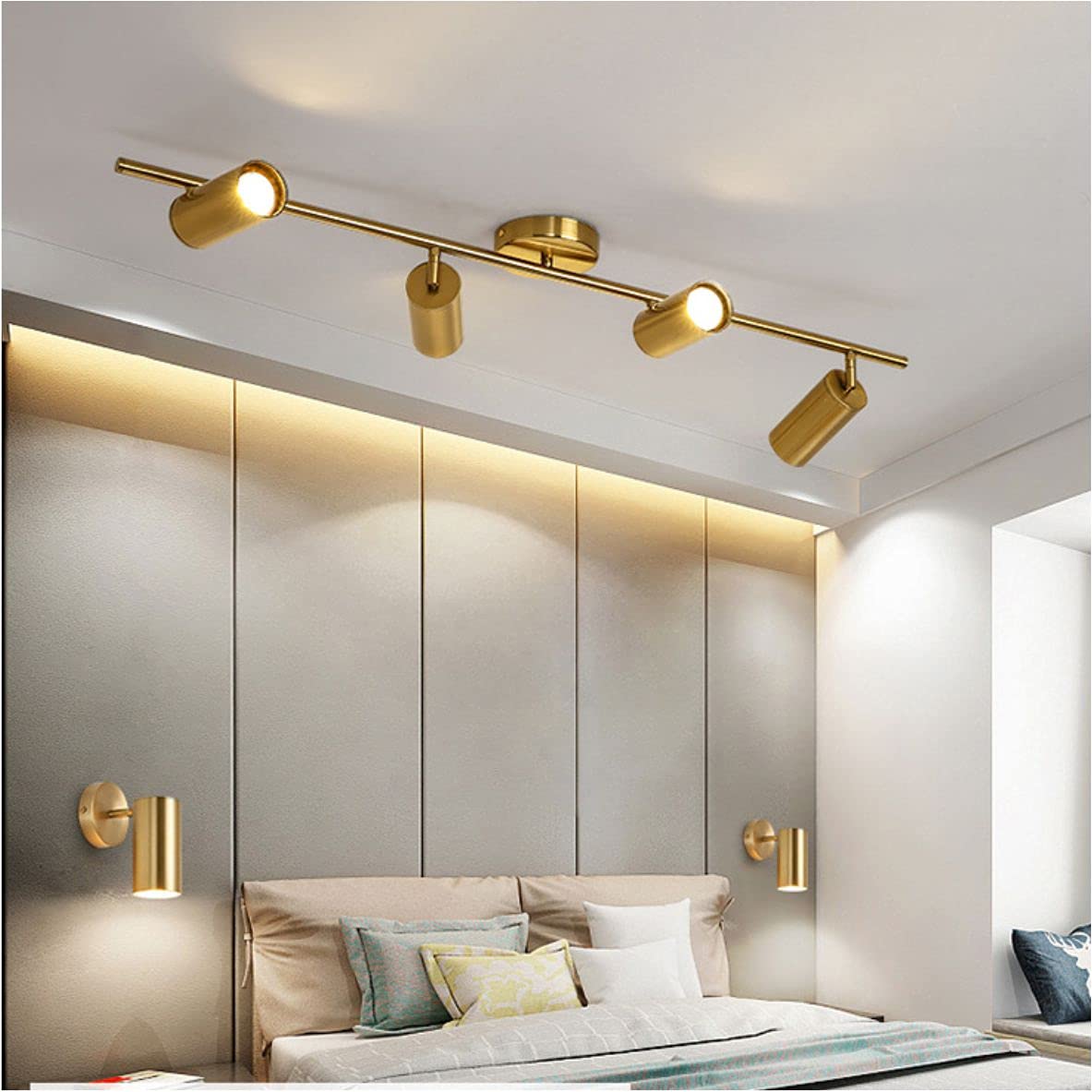 BOKT Gold Adjustable Ceiling Track Light - 2 or 4 Light Industrial Spotlight Fixture with Directional Lighting for Living Room, Dining Room & Bedroom | Modern Home & Office Lighting Solution