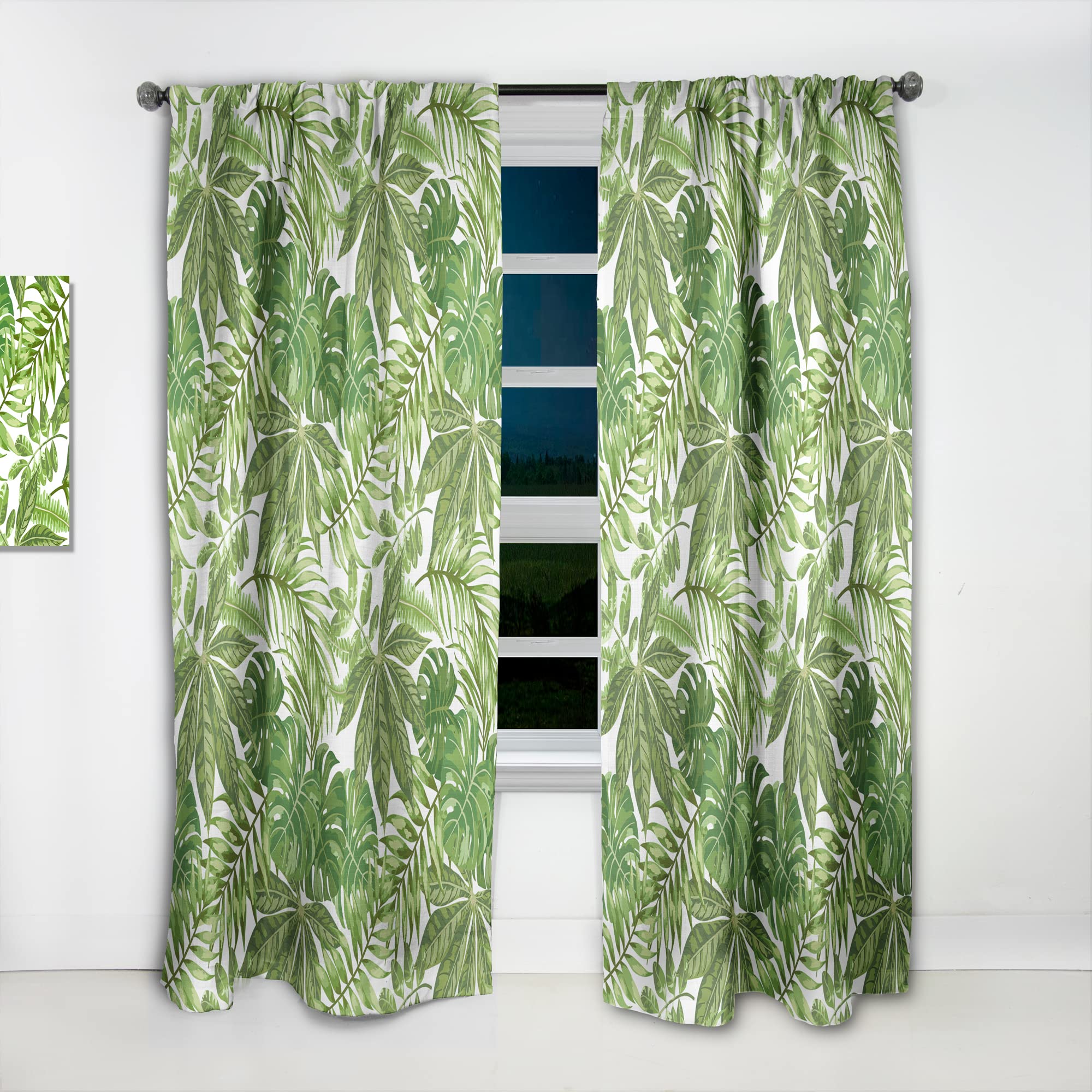 DesignQ Thermal Insulated Curtains - Exotic Tropical Leaves Pattern - Single Panel 52x84 - Blackout Drapes for Bedroom & Living Room - Perfect for Privacy, Light Control & Energy Efficiency