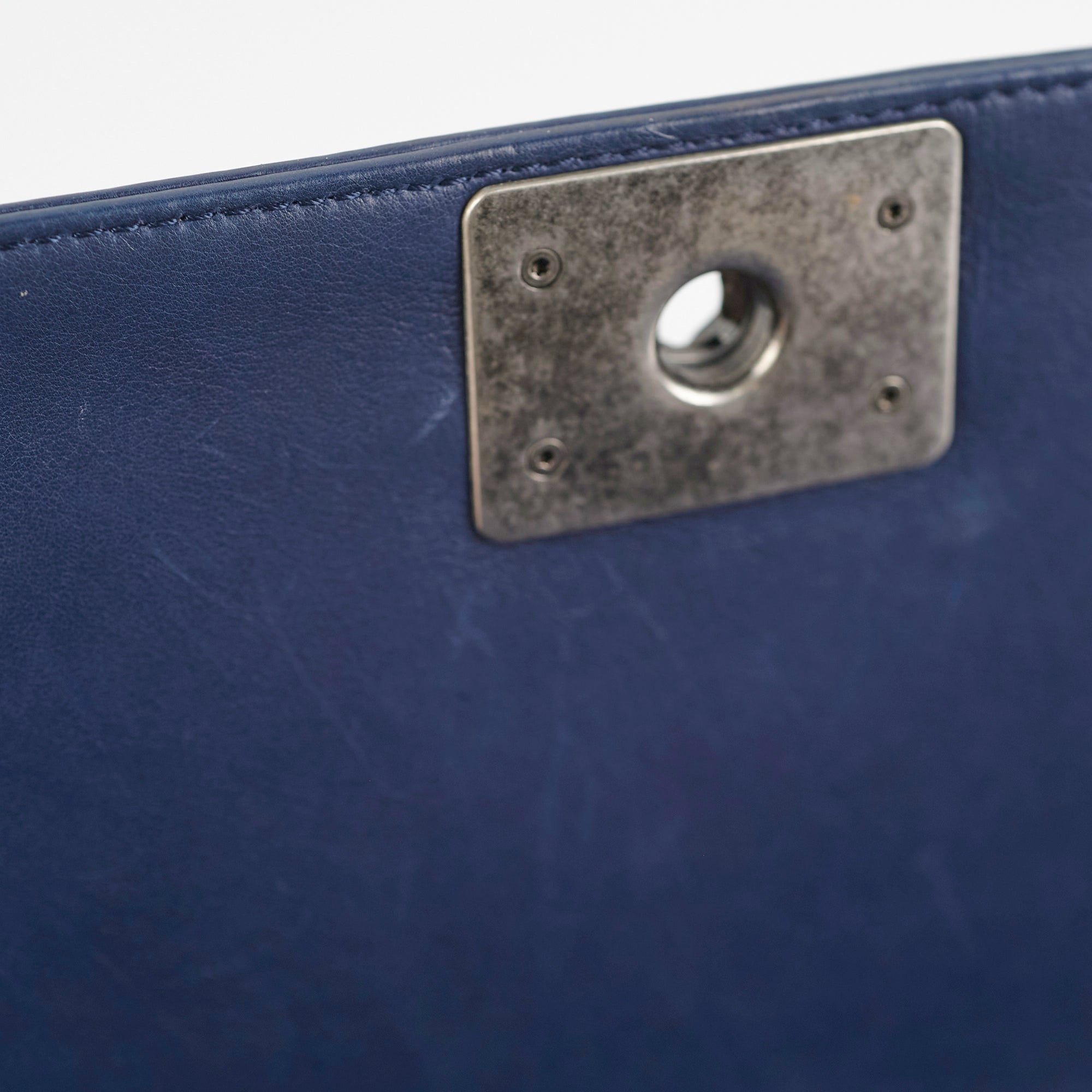 Chanel Boy Bag Old Medium Navy Blue Lambskin Leather Crossbody Bag for Women - Luxury Designer Handbag for Evening Parties, Date Night & Special Occasions