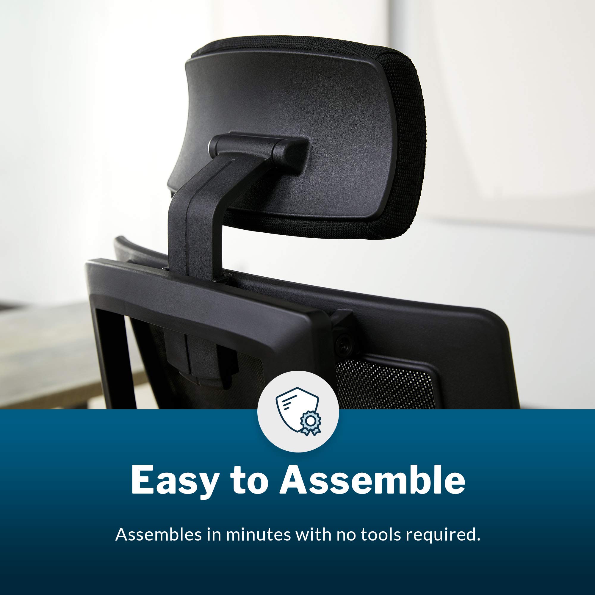 Vari Task Chair with Headrest - Adjustable Height Ergonomic Office Chair with Armrests & Casters - Breathable Mesh Computer Chair with Lumbar Support - Easy Assembly - Black - Perfect for Home Office, Gaming & Workspace