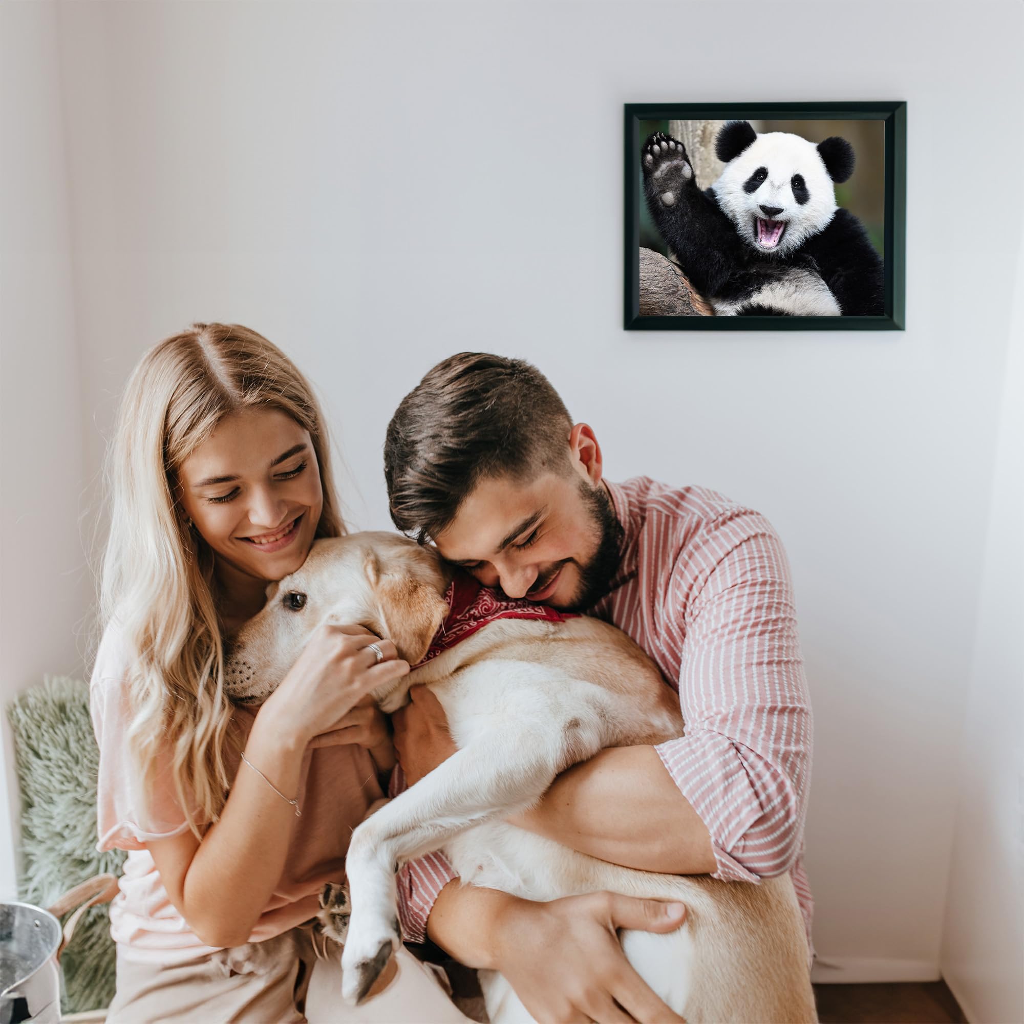 Happy Panda Waving Hi - Cute Animal Wall Art Print for Home Decor, Nursery & Kids Room | Funny Animal-Themed Photo Print | Perfect Gift for Animal Lovers | Unframed 10x8 Inches | Ideal for Living Rooms, Bedrooms & Playrooms