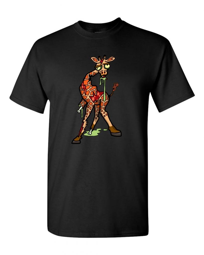 Zombie Giraffe Undead Animals Graphic T-Shirt for Men & Women | Horror Novelty Cotton Tee | Perfect for Halloween Costumes, Cosplay & Horror Fans