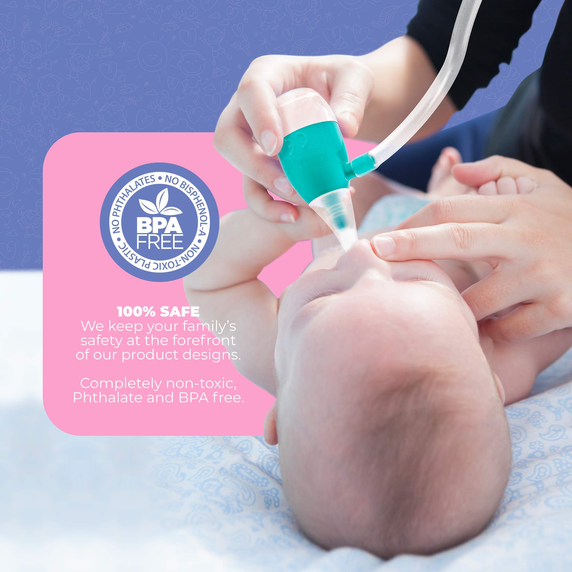 OCCObaby Manual Baby Nasal Aspirator - Safe Nose Sucker for Newborns & Toddlers - Gentle Baby Congestion Relief - Handheld Nasal Aspirator for Infants with Runny Nose - Perfect for Home, Travel & Nursery Care