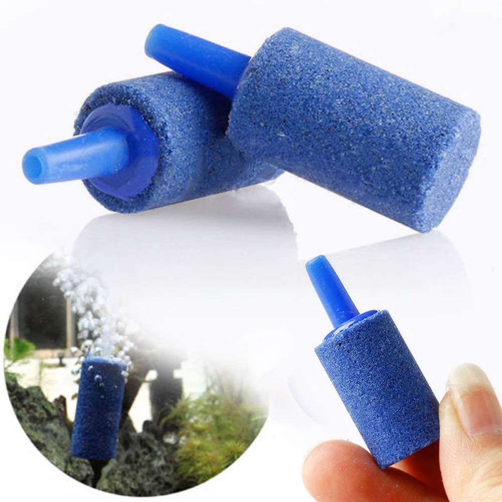 12Pcs Blue Cylindrical Air Stone Bubble Diffuser for Aquarium Fish Tank Pump - Enhance Oxygenation for Healthy Fish & Plants | Perfect for Freshwater & Saltwater Tanks, Hydroponics, and Pond Aeration