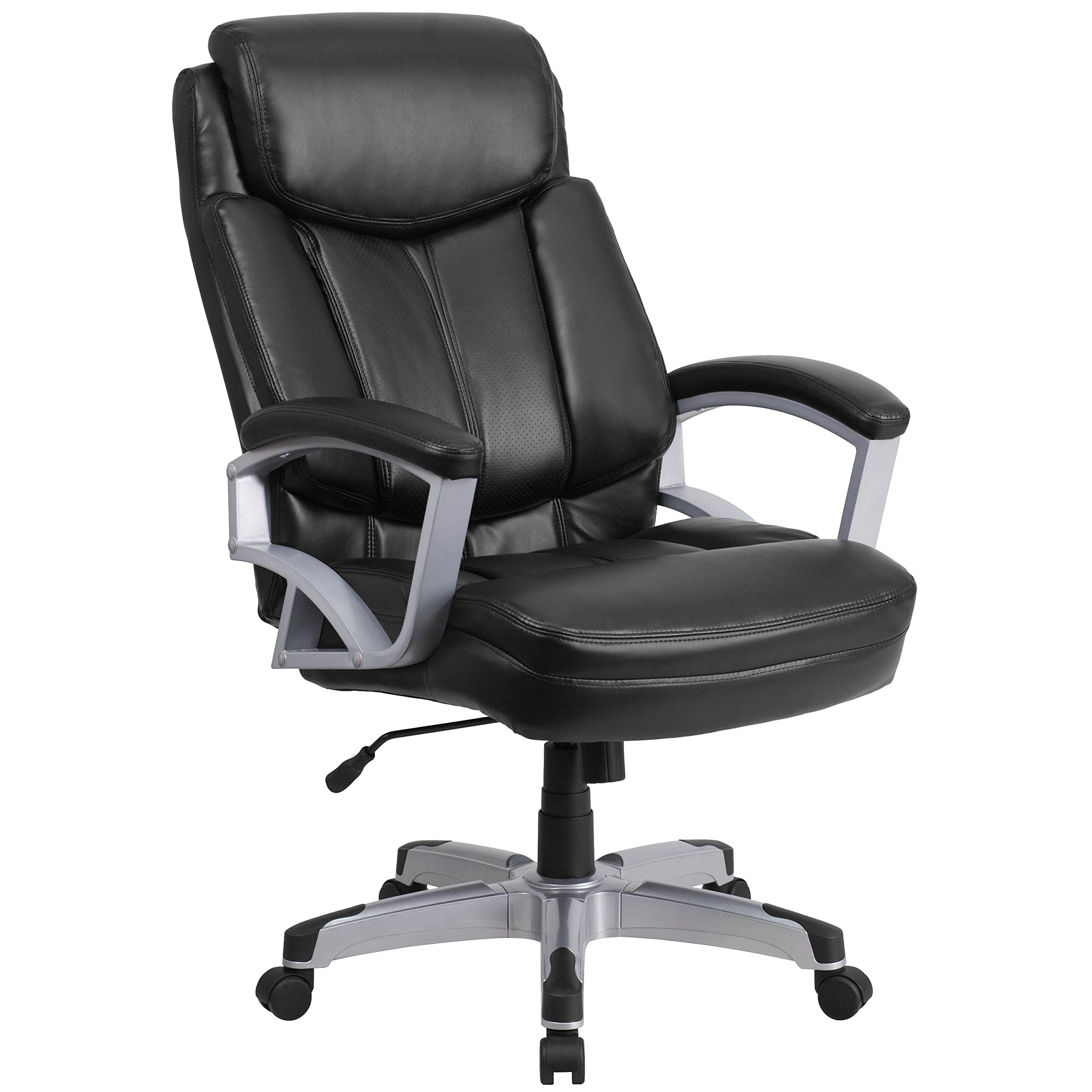 500 lb. Heavy Duty Big & Tall Black LeatherSoft Executive Swivel Ergonomic Office Chair with Lumbar Support - Perfect for Home Office, Gaming, and Conference Rooms