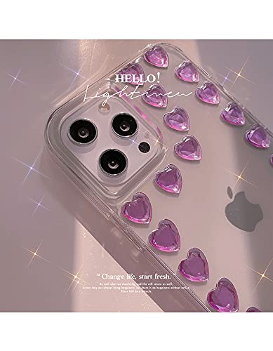 Sparkly Rhinestone Heart iPhone 12 Pro Max Case - Luxury 3D Glitter Bling Phone Cover for Women, Cute Girly Diamond Design with Soft TPU Protection | Perfect Gift for Girlfriends, Wives & Teens (Pink, Gold, Silver) - Great for Parties, Dates & Everyday Glam