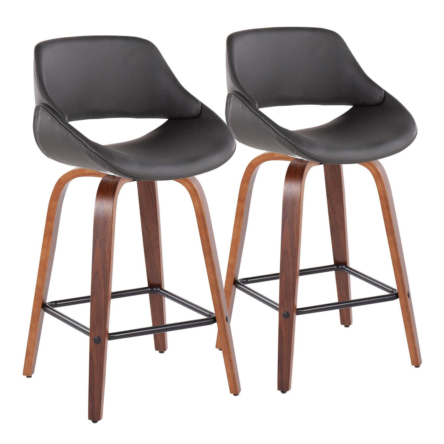 LumiSource Walnut Wood Counter Stools Set of 2 - 24