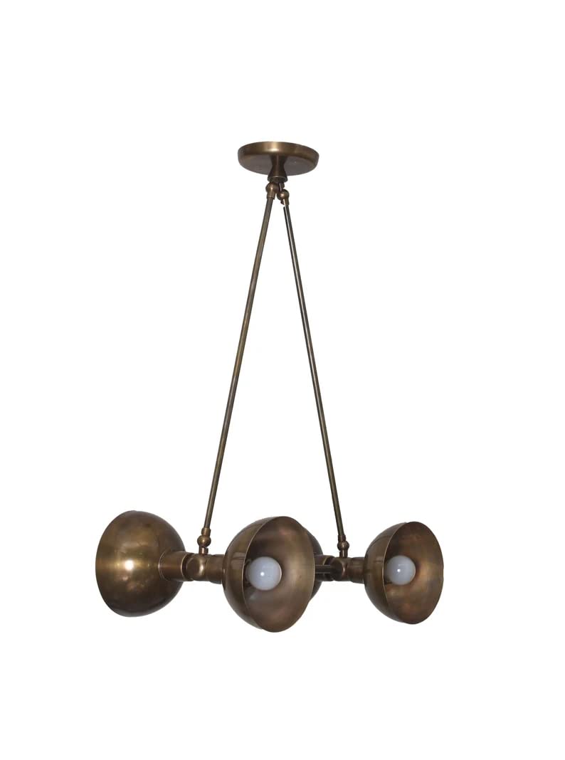 NauticalMart 4-Light Modern Raw Brass Chandelier - Industrial Farmhouse Ceiling Light Fixture for Dining Room, Living Room & Bedroom