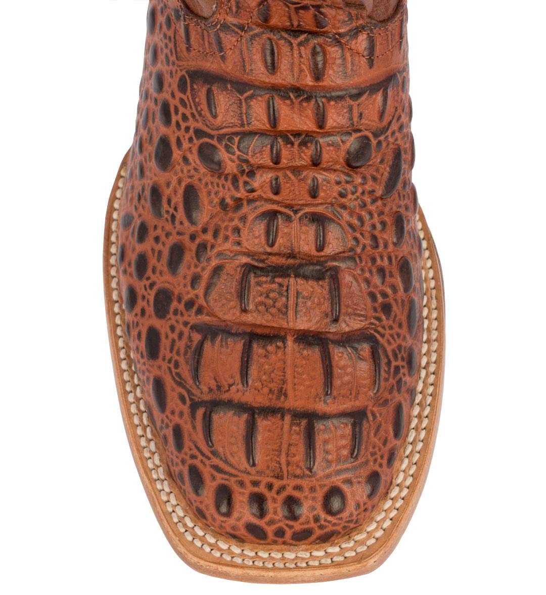 Texas Legacy Men's Cognac Western Cowboy Boots - Genuine Leather Square Toe with Crocodile Print - Perfect for Rodeo, Country Dancing & Western Fashion