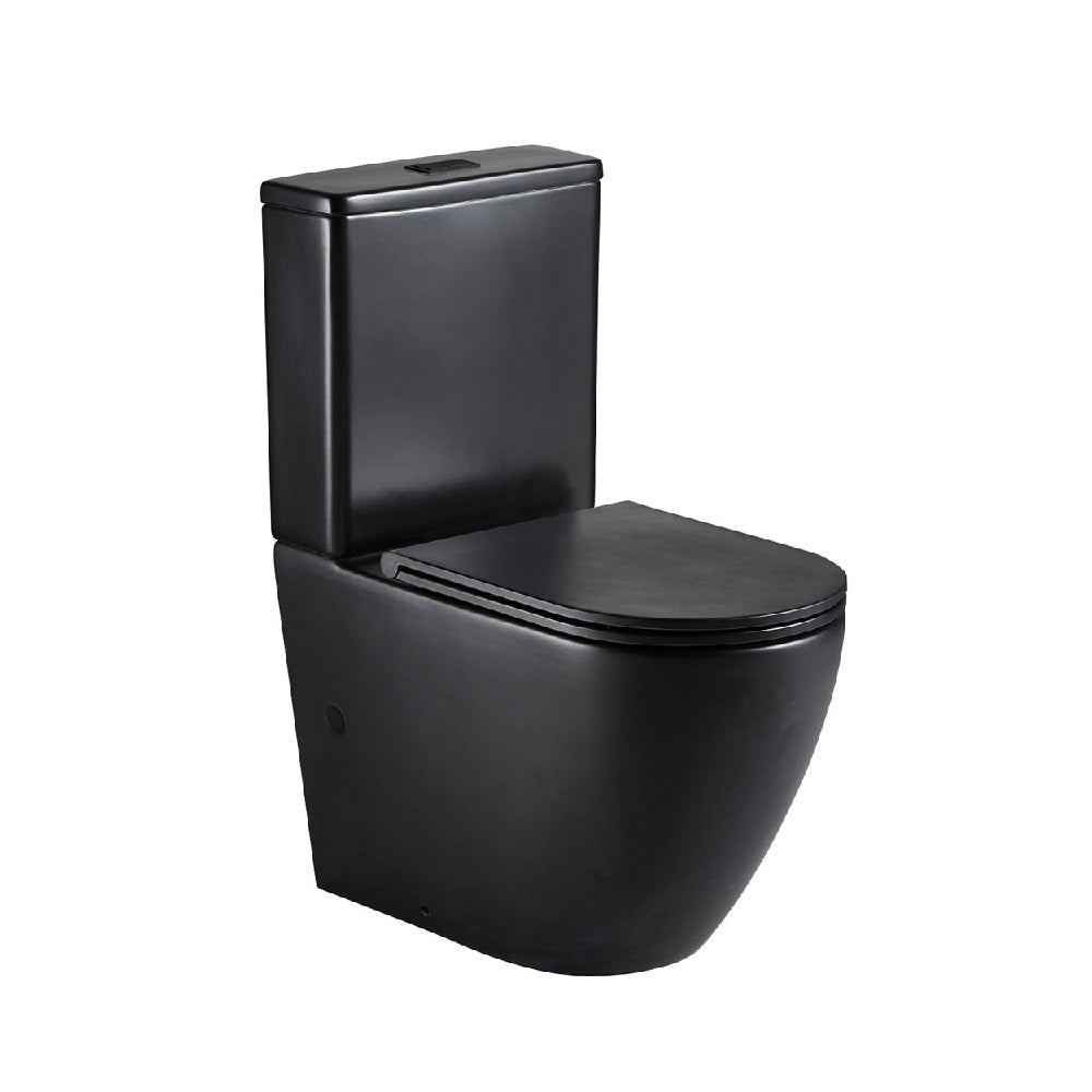 Fienza K002MBA Koko S-Trap 90-160mm Toilet Suite in Matte Black – Modern Bathroom Upgrade for Small Spaces & Water Efficiency