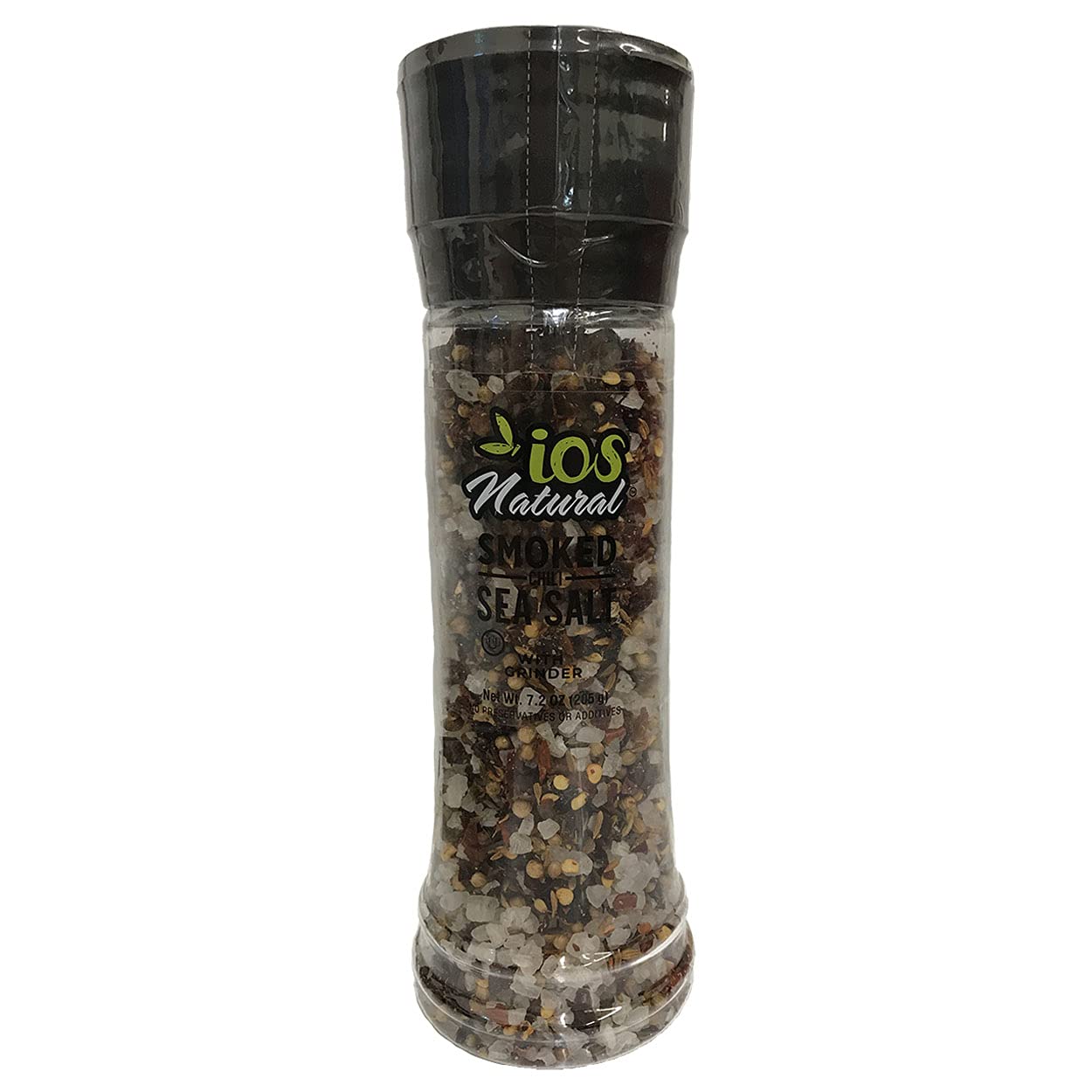 Premium Natural Sea Salt with Grinder - Smoked Chili Flavor | Gourmet Finishing Salt for Steaks, Seafood & Vegetables | Iodine-Free, Non-GMO, Gluten-Free | Perfect for Home Cooking & BBQ Seasoning