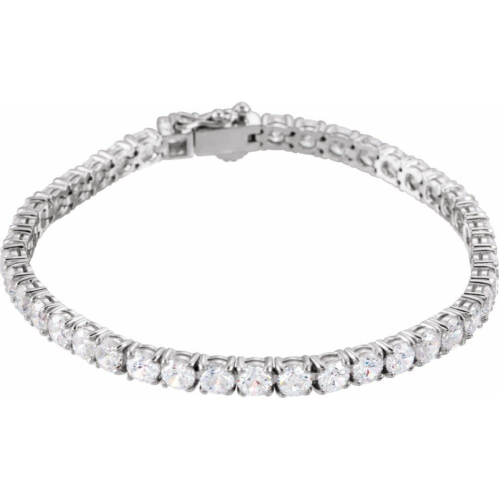 Sterling Silver 3mm Round Cubic Zirconia Bracelet for Women - Elegant Fine Jewelry Gift for Her, 7 Inch Adjustable - Perfect for Anniversary, Birthday & Special Occasions