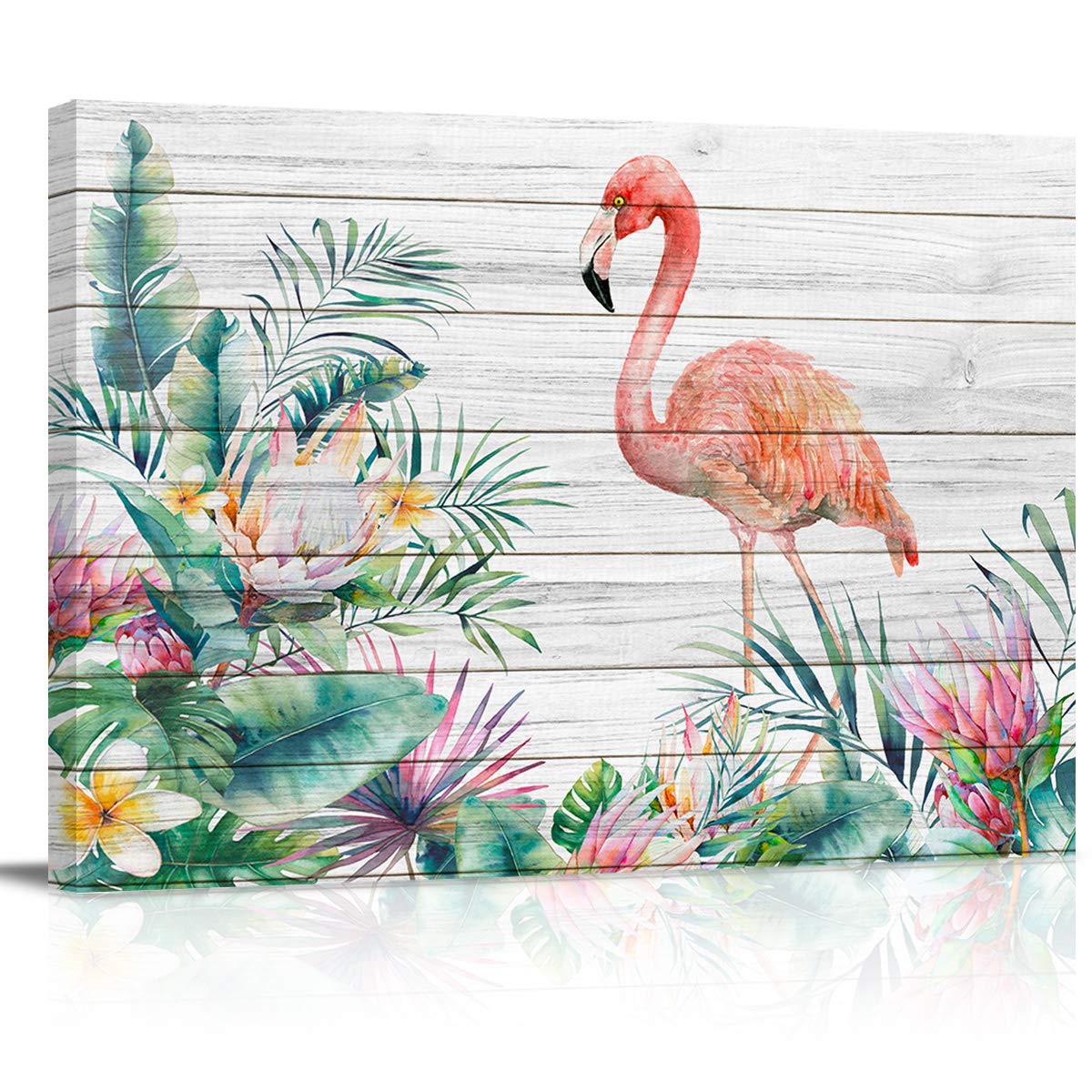 COLORSUM Flamingo Wall Art - Stretched & Framed Canvas Painting (36x24 Inch) - Tropical Summer Decor for Living Room, Bedroom, Kitchen - Ready to Hang Home Decor - Perfect for Beach House, Nursery & Boho Style Interiors