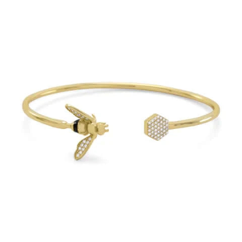14K Gold Plated Sterling Silver Bracelet with Cubic Zirconia - Elegant Women's Jewelry Gift for Birthday, Anniversary & Special Occasions