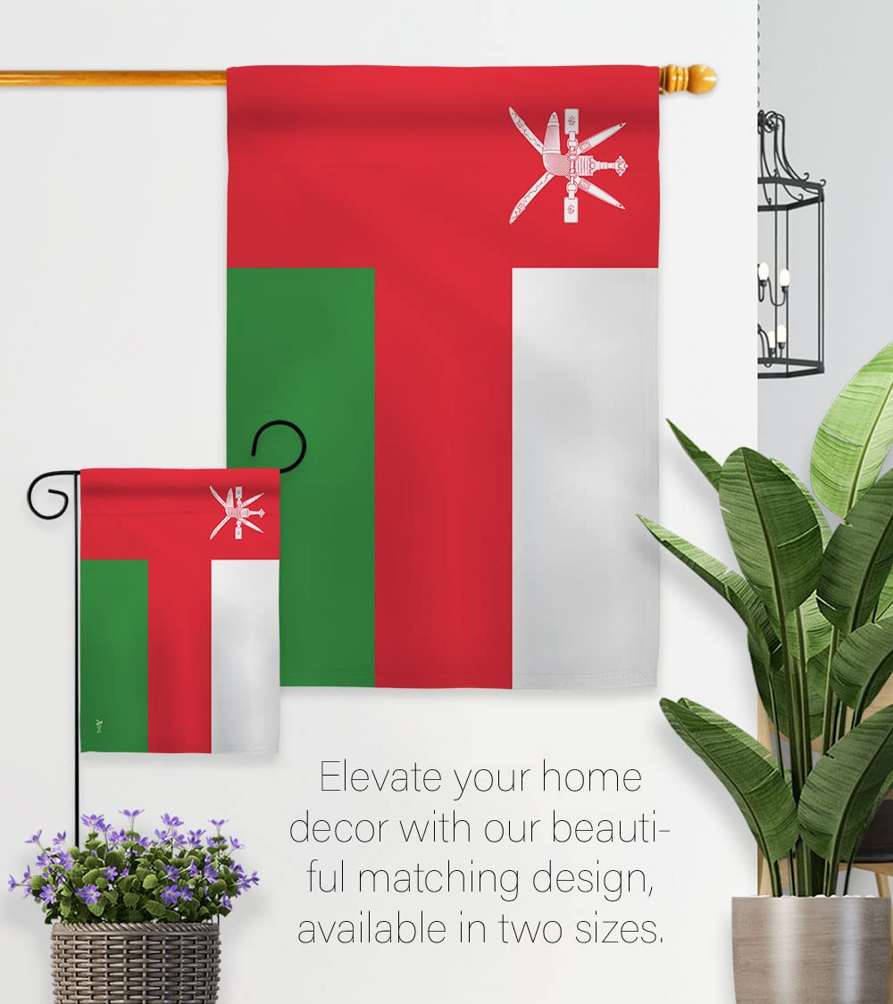 Americana Home & Garden Oman Garden Flag Set with Stand - Double-Sided House Decoration Banner for Yard, Patio & Outdoor Decor - Made in USA - Perfect for National Pride, International Events & Country-Themed Parties
