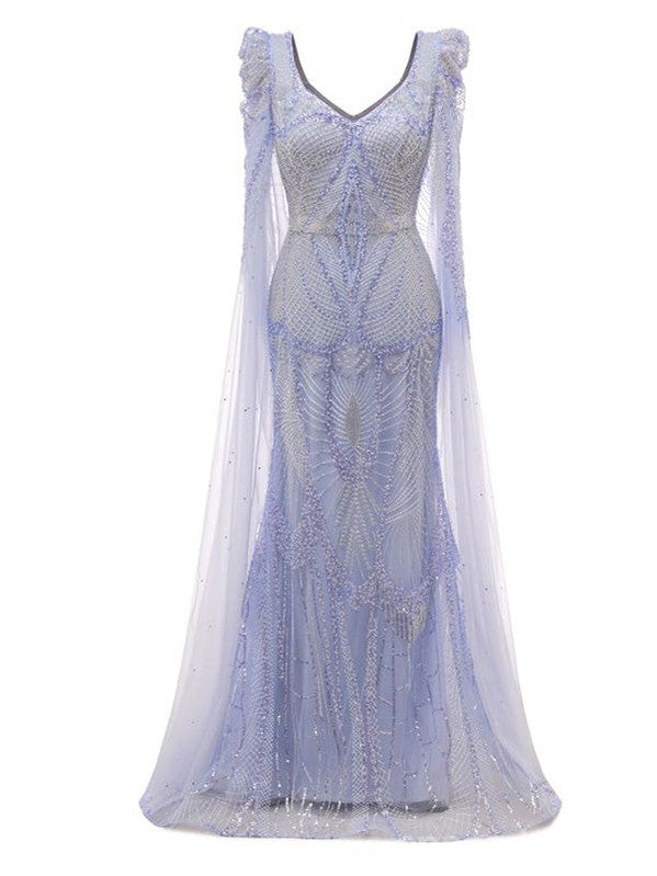 Elegant Mermaid Long Sleeve Maxi Prom Dress for Women - Formal Evening Gown for Parties, Homecoming, and Special Occasions