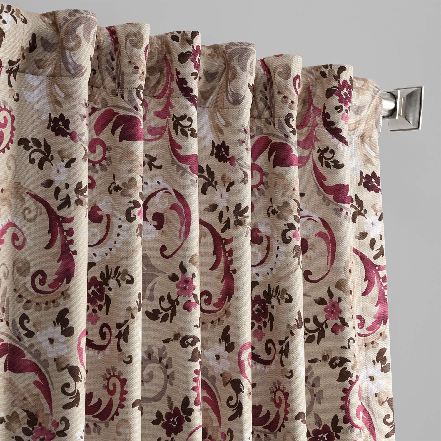 BOCH-DLN1919-108 Printed Linen Textured Curtain Panel (50x108 inches) - Sonoma Cabernet Red Wine Color | Half Price Drapes | Elegant Window Treatment for Living Room, Bedroom & Dining Room