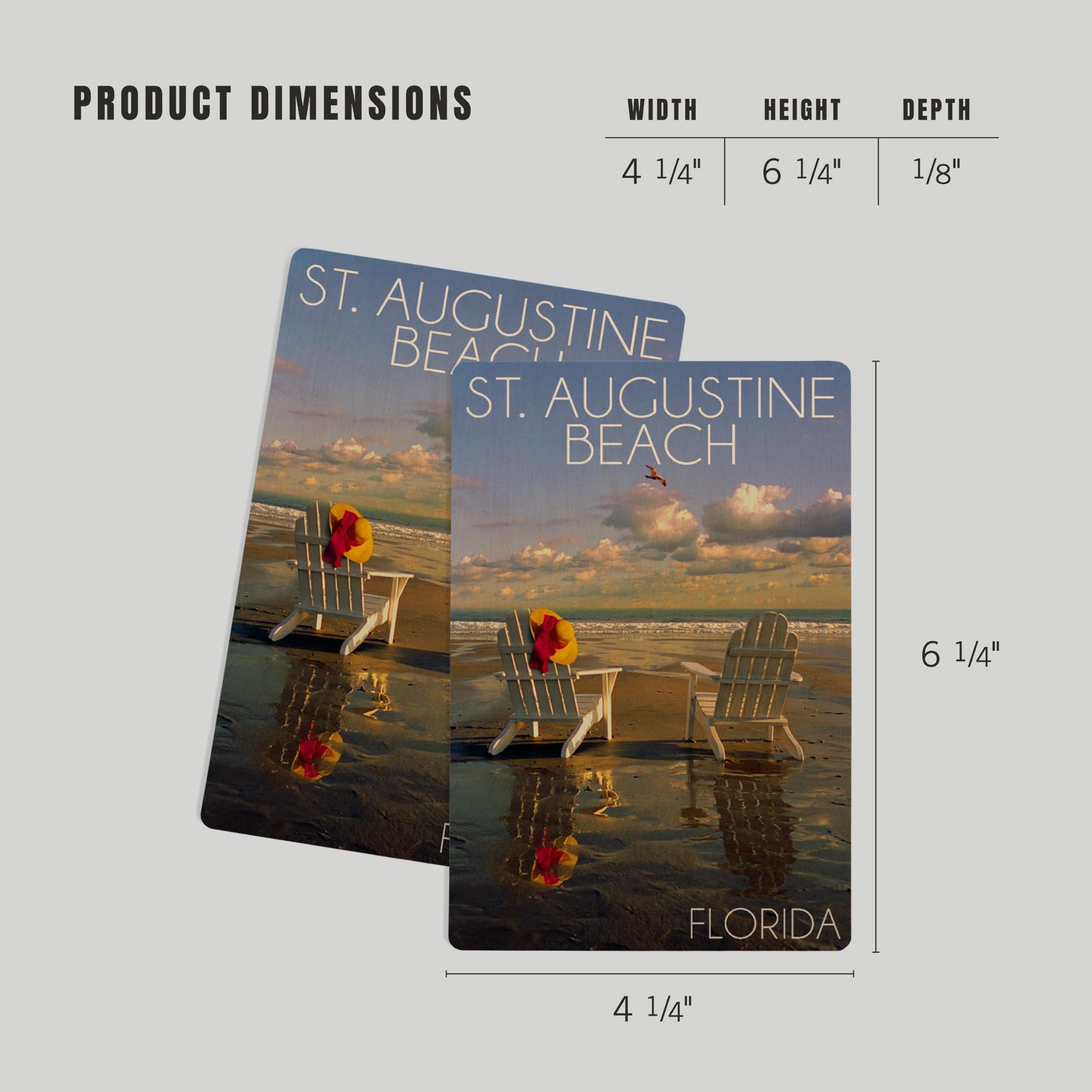 St. Augustine Florida Beach Adirondack Chairs 4x6 Birch Wood Postcards - 2-Pack Rustic Stationery Set for Coastal Home Wall Decor | Perfect for Beach House Decor, Vacation Memories & Gift Giving