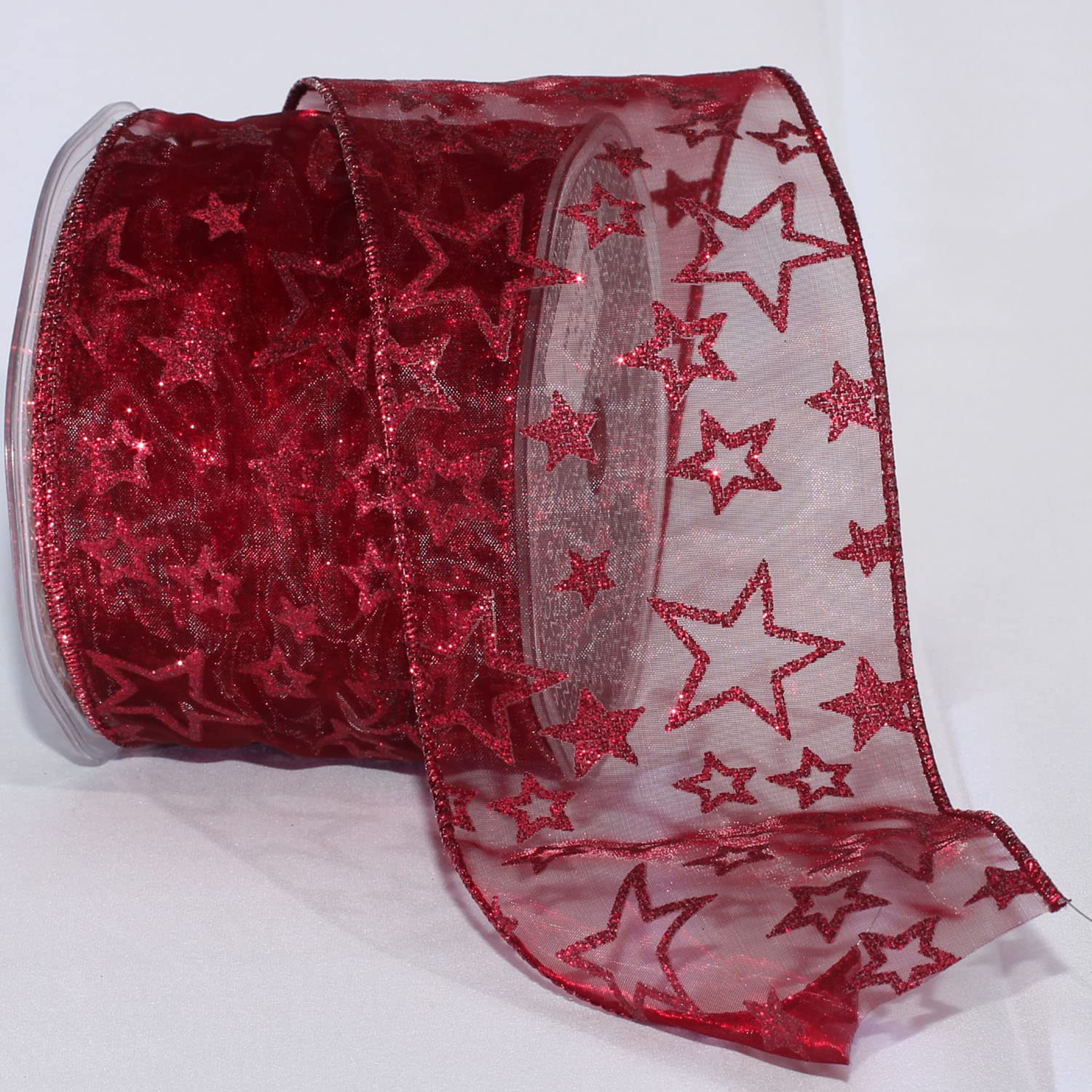 Sheer Burgundy Shimmering Wired Craft Ribbon - 3 Inch x 20 Yards for Gift Wrapping, DIY Decorations, Wedding Bouquets & Party Favors | The Ribbon People