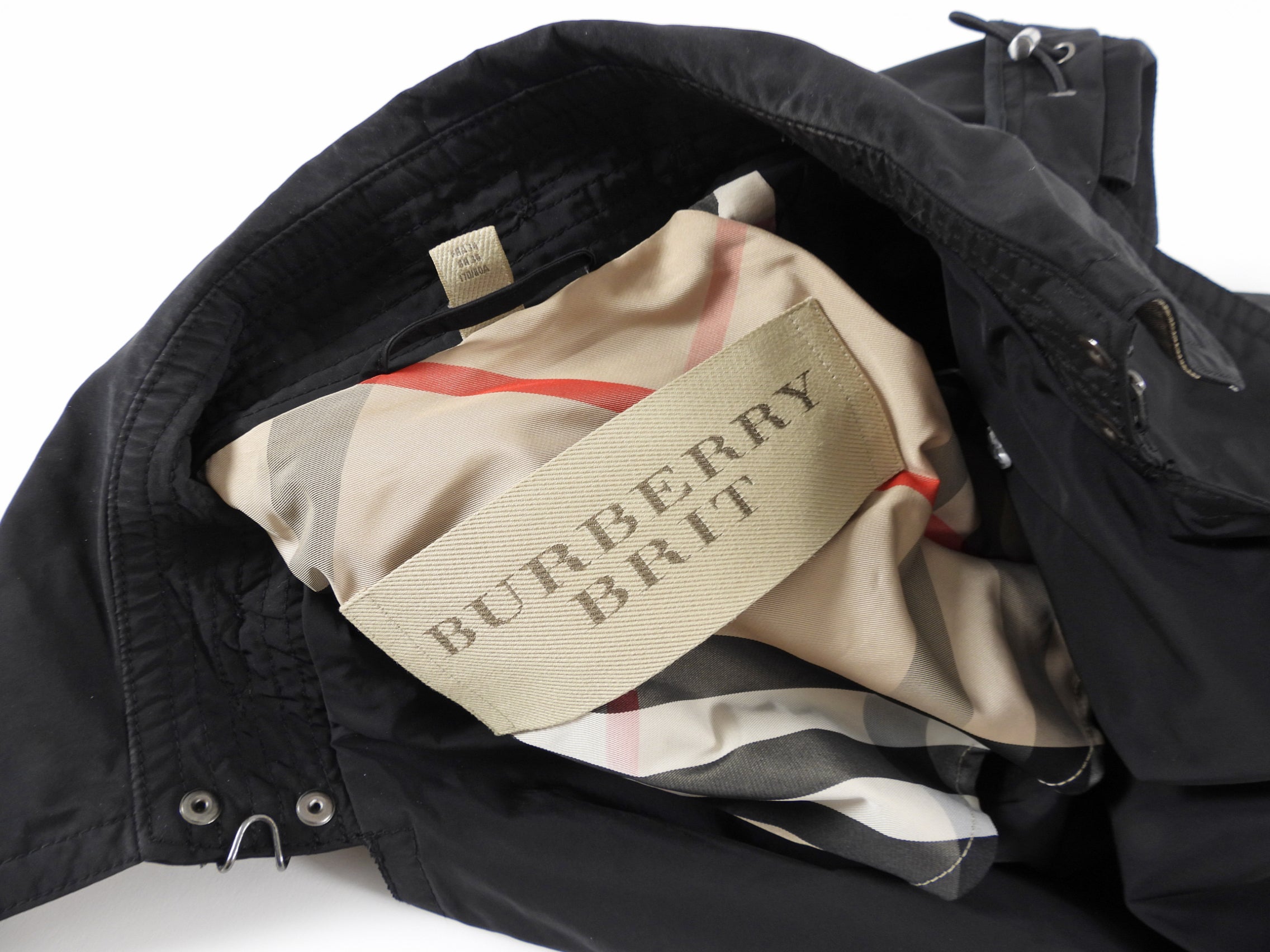 Burberry Brit Black Nylon Short Trench Coat for Women - XS / 2 - Classic Waterproof Lightweight Jacket for Fall & Spring Fashion